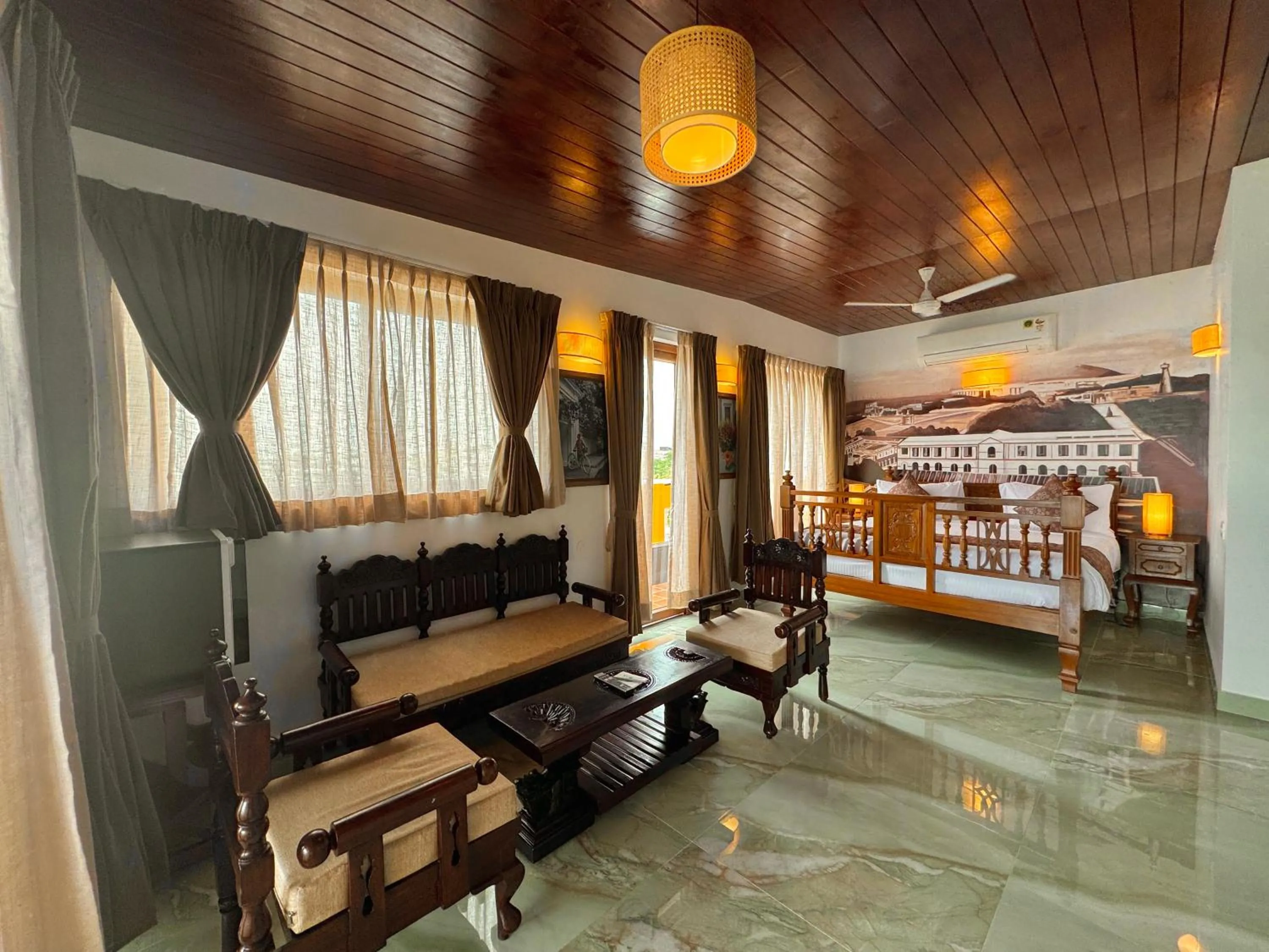 Seating area in La Plage Seaview Suites