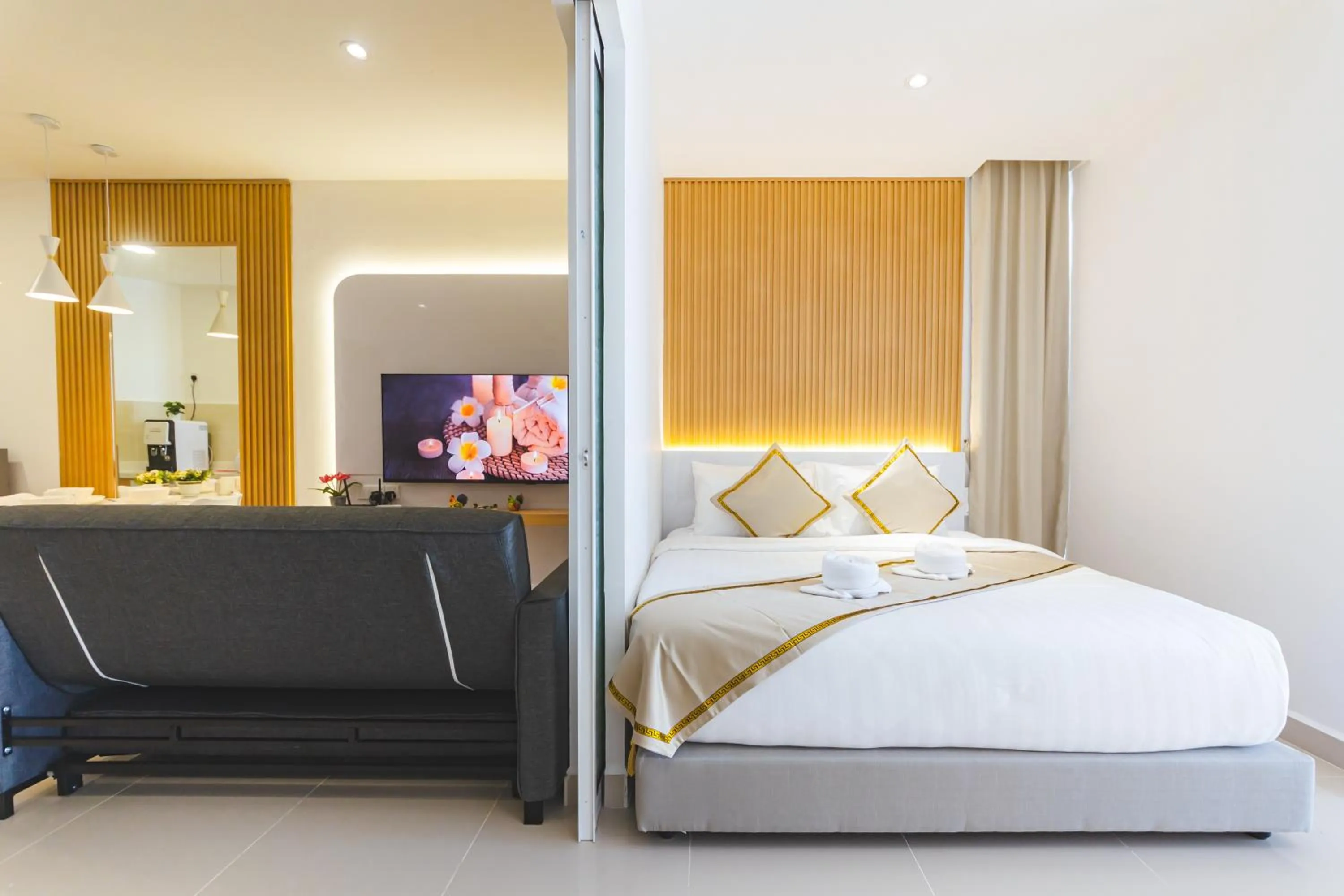 Bed in Beautiful Seaview Suites at The Shore Kota Kinabalu