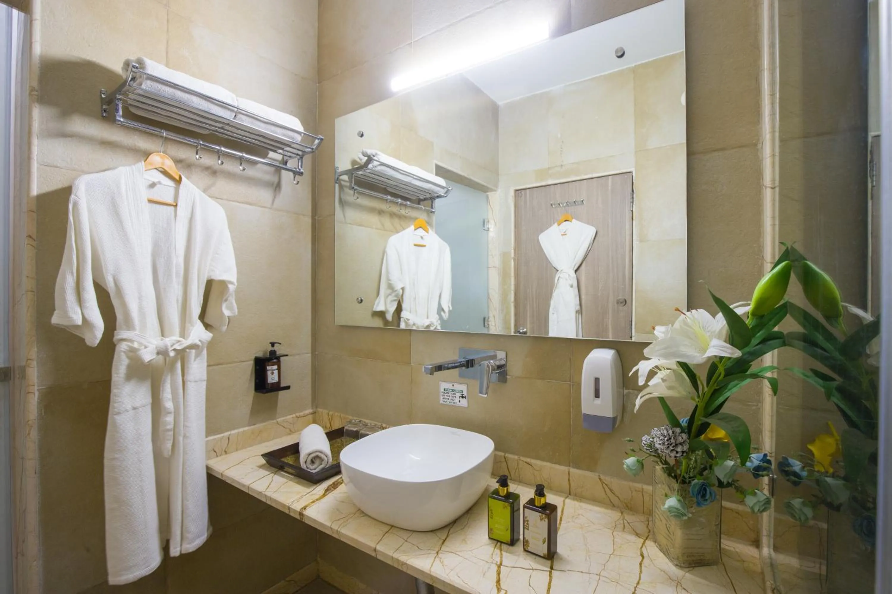 Shower in ELIVAAS Shourya Celesta Luxe 3BHK Villa with Pvt Pool, Udaipur