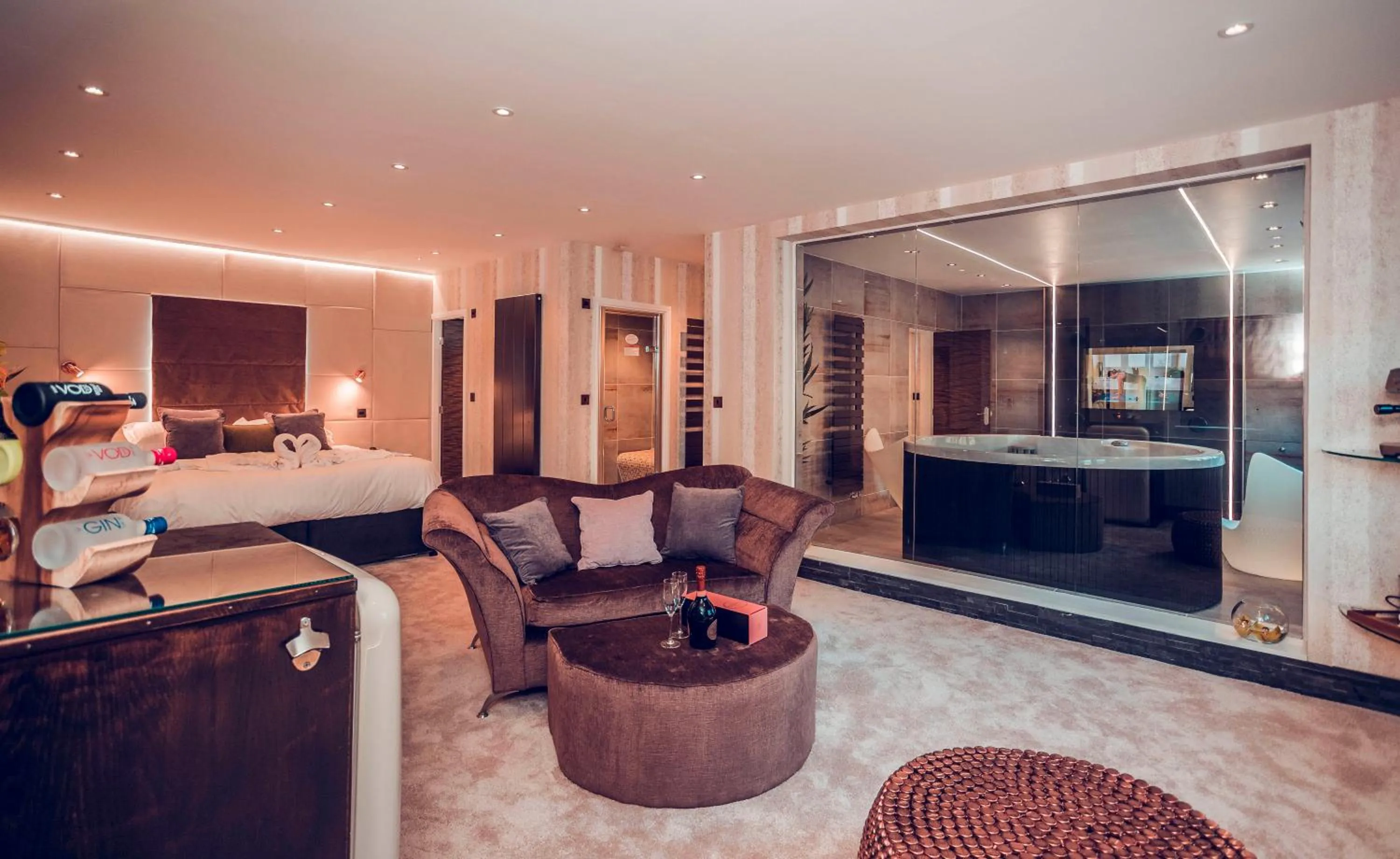 TV and multimedia, Bed in Aphrodites Group - Luxury Hot Tub Suites in Central Lake District!