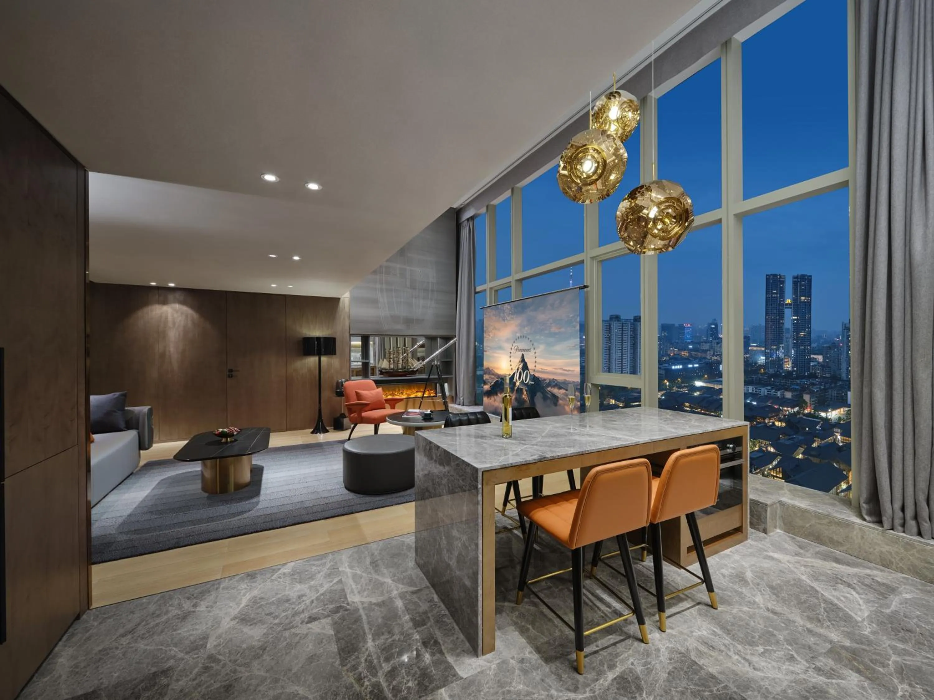 Living room in ISEYA Serviced Apart-ment Chengdu Taikoo Li Flagship