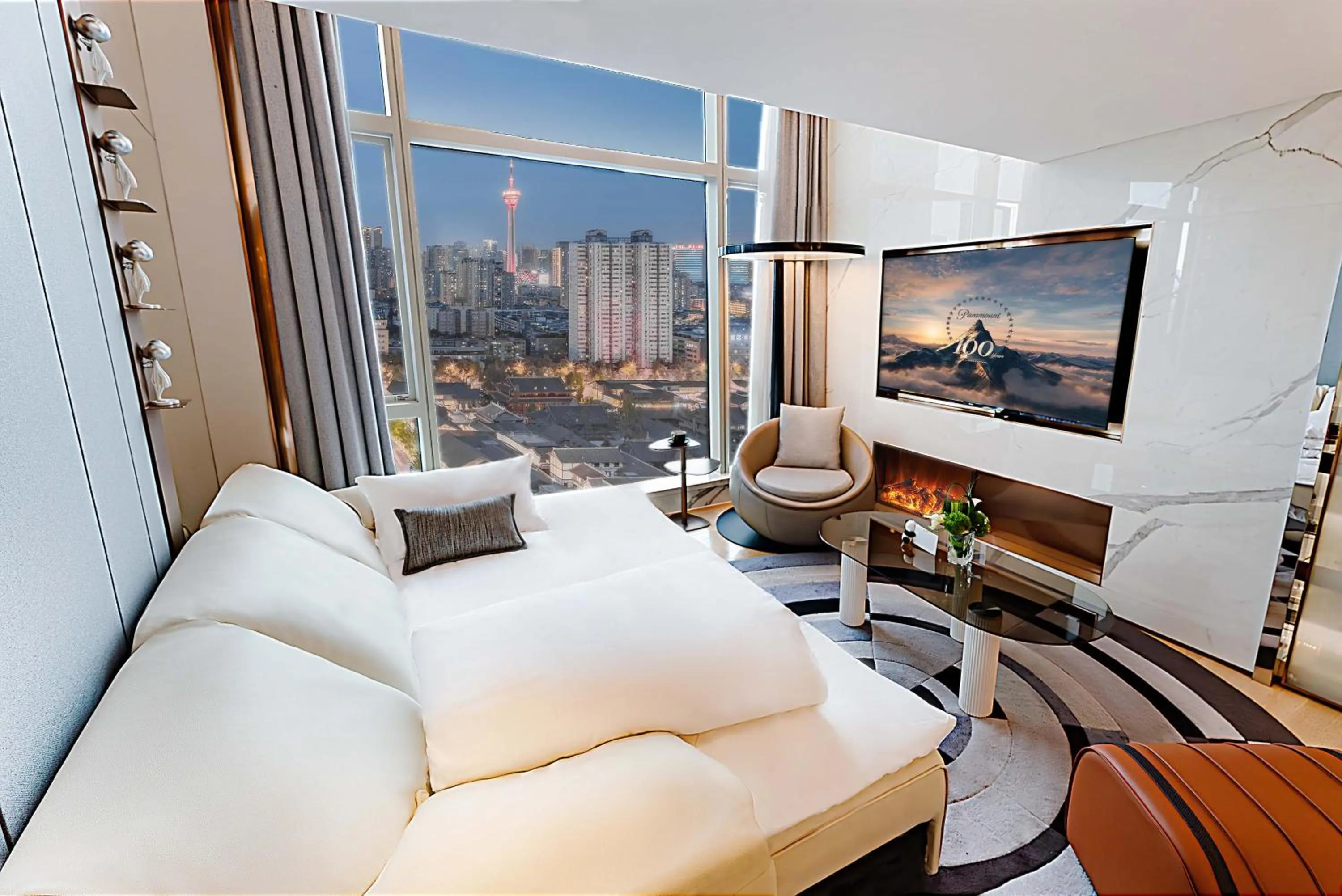 TV and multimedia, Bed in ISEYA Serviced Apart-ment Chengdu Taikoo Li Flagship