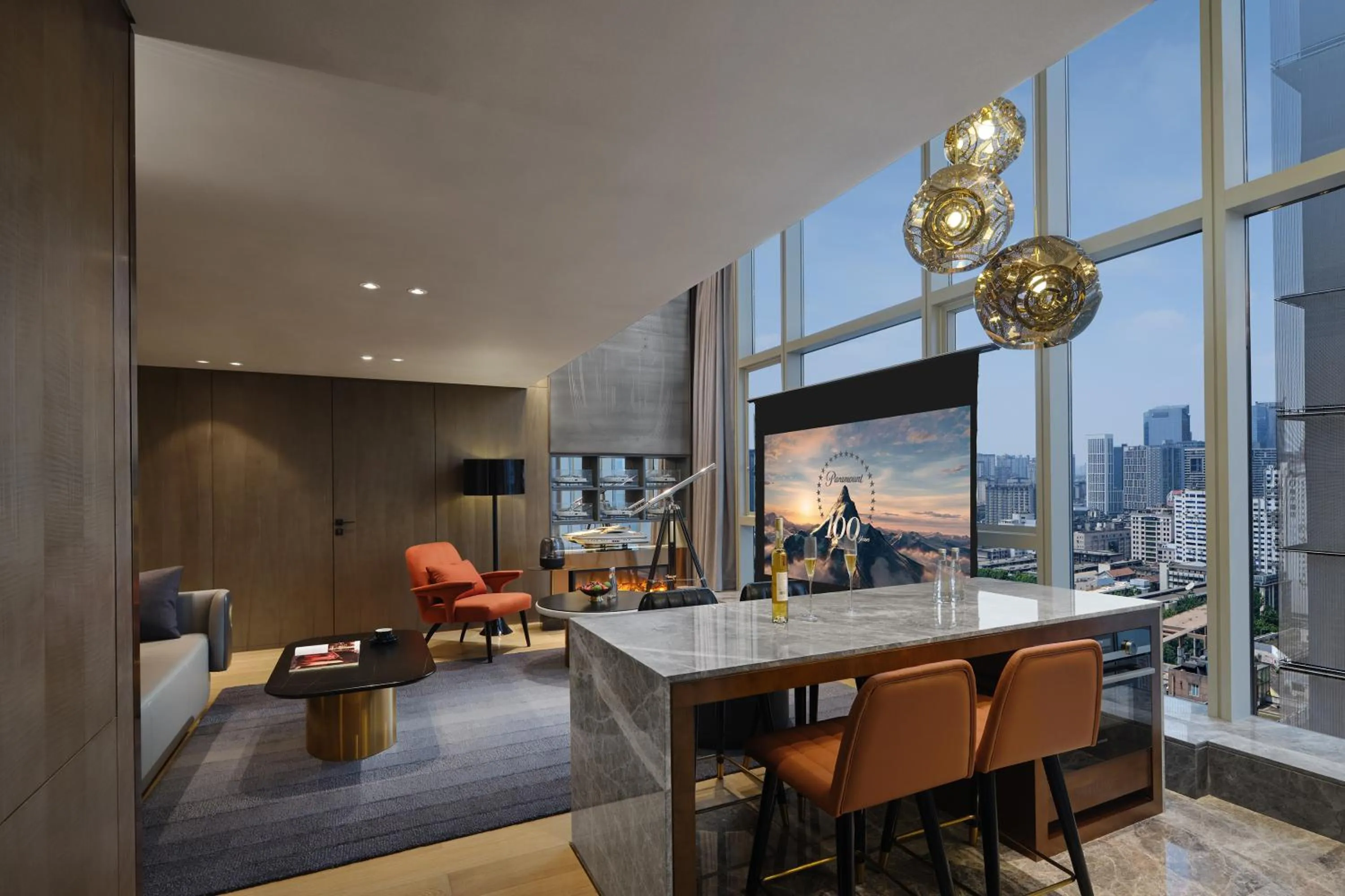 Living room in ISEYA Serviced Apart-ment Chengdu Taikoo Li Flagship