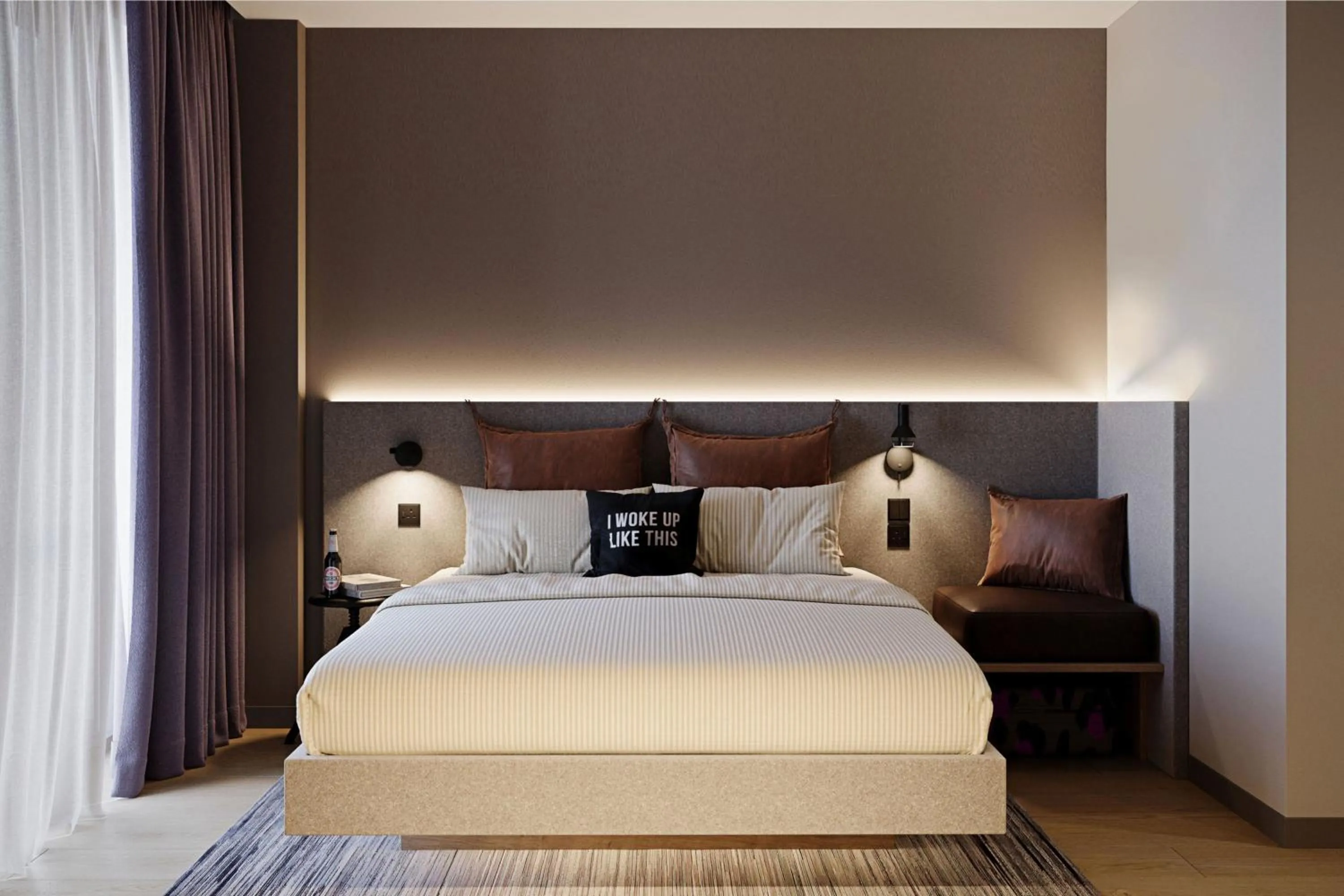 Photo of the whole room, Bed in Moxy Cork