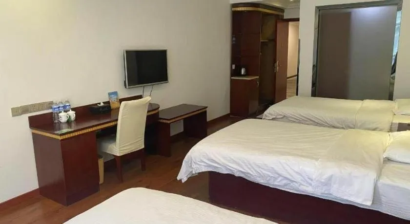 Bed in GreenTree Inn Shanghai Minhang Development Zone Subway Station Business Hotel