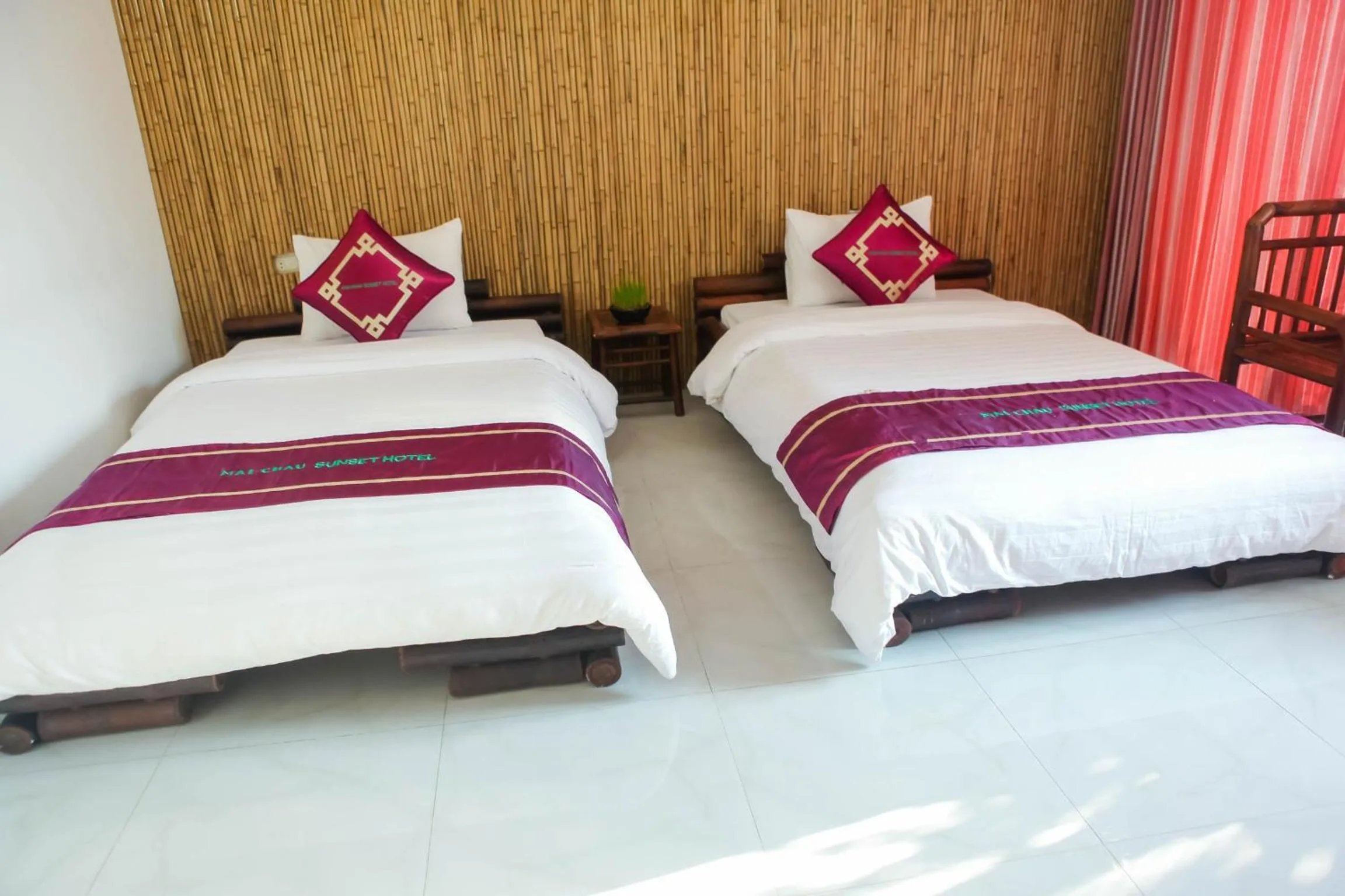 Bed in Mai Chau Sunset Boutique Hotel