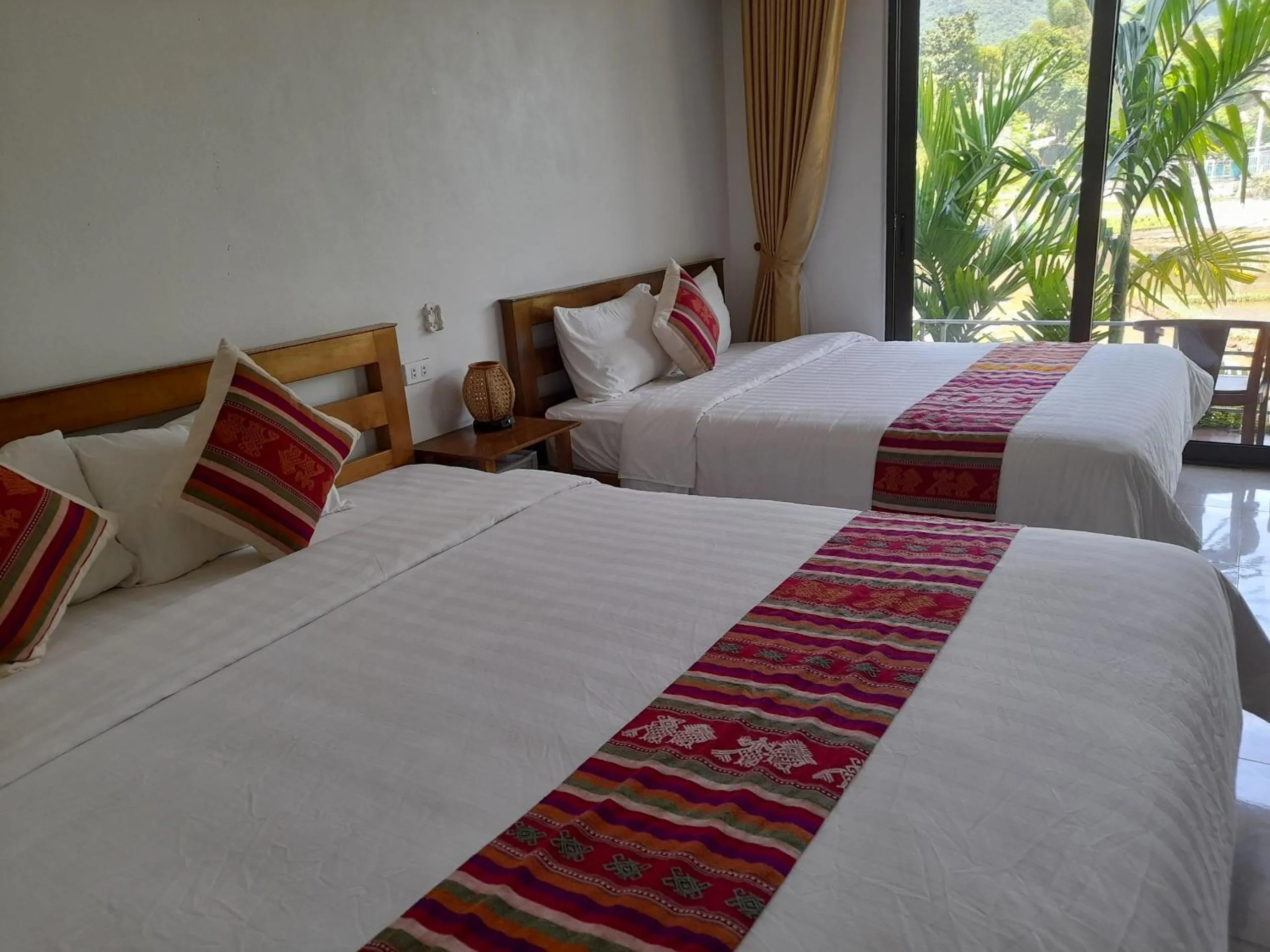 Bed in Mai Chau Sunset Boutique Hotel