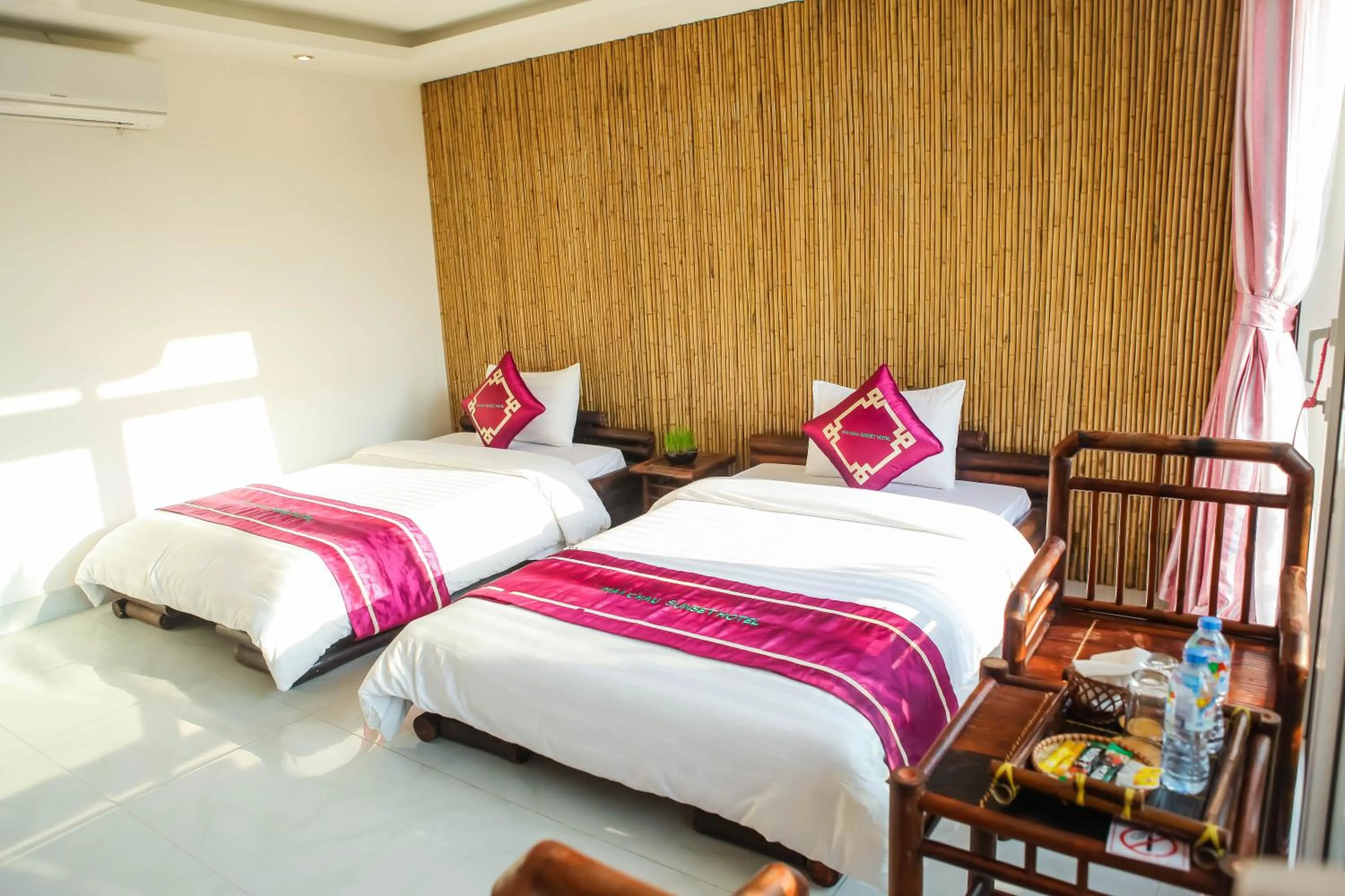 Bed in Mai Chau Sunset Boutique Hotel