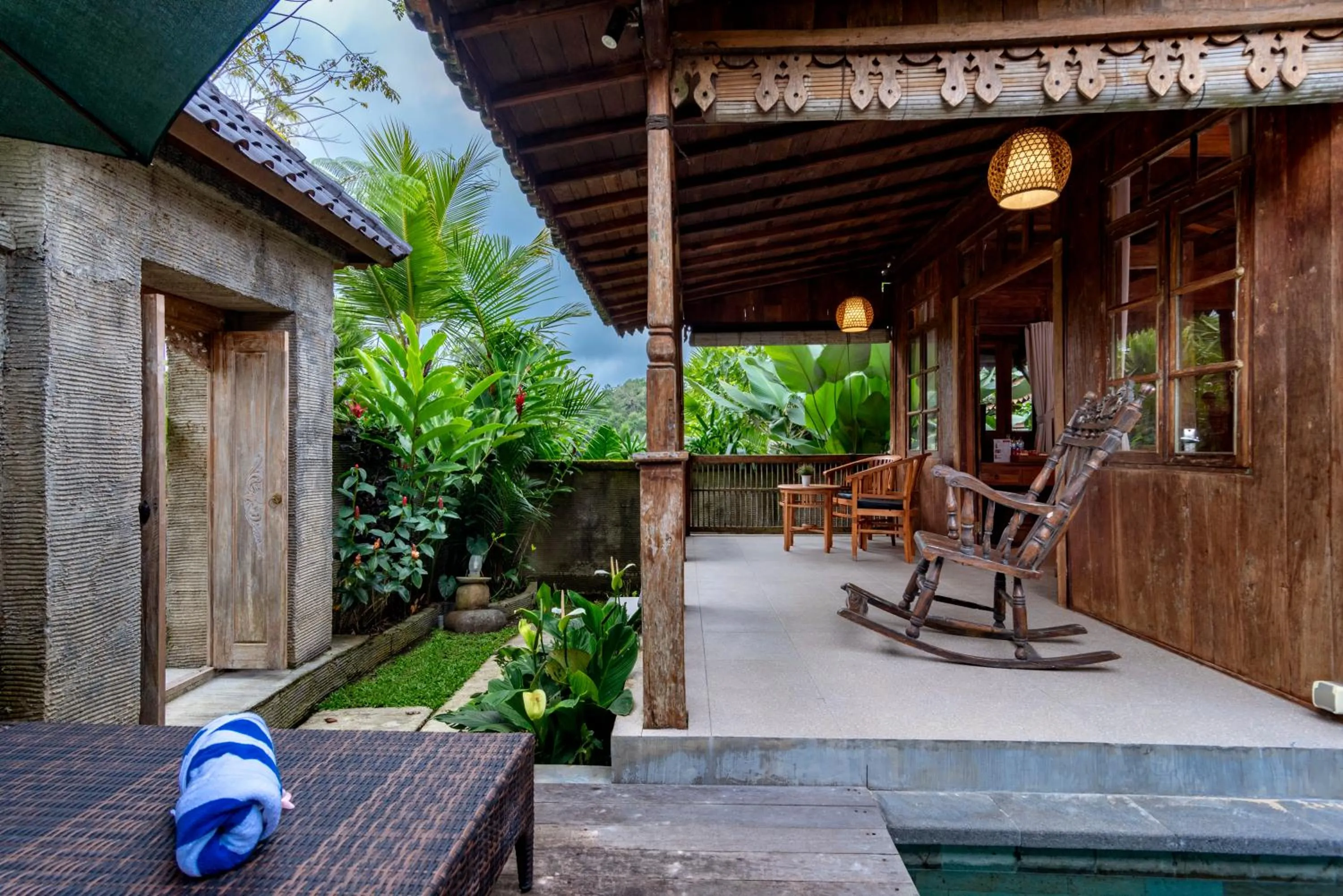 Balcony/Terrace in Taksu Villa Ubud Sebatu by Dhananjaya Hospitality