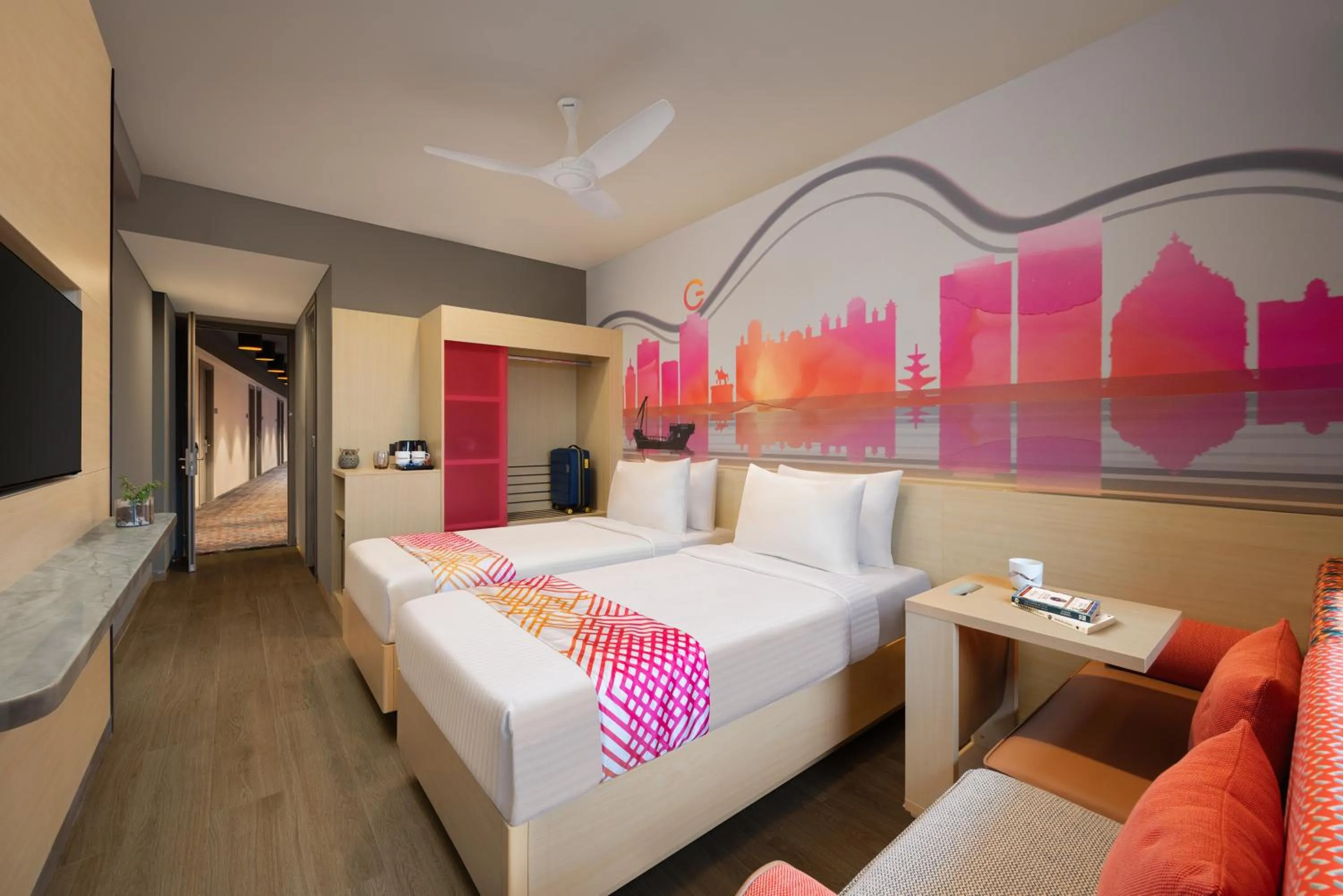 Bedroom, Bed in Ginger Udaipur, Shastri Circle