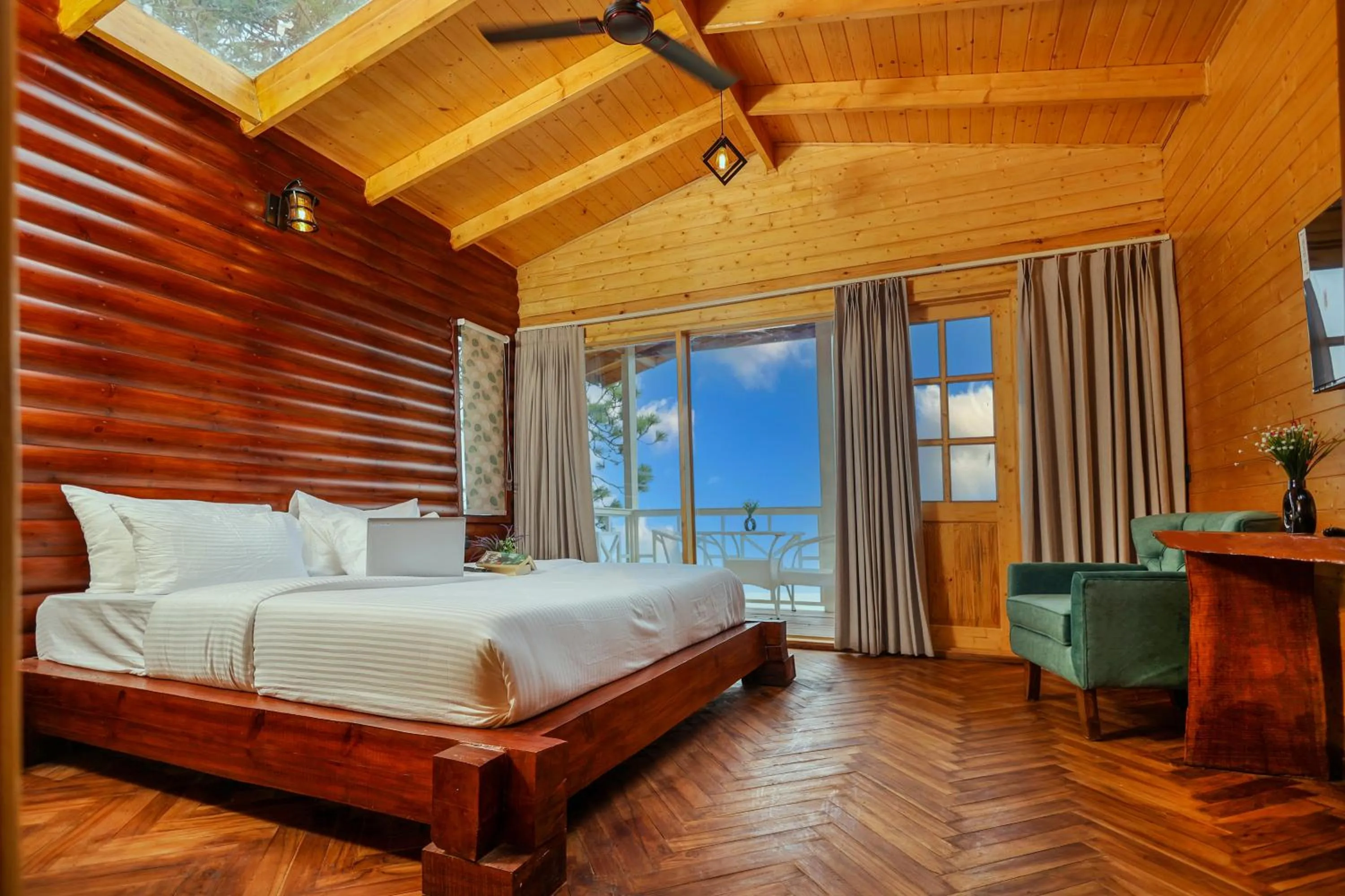 Bed in Koro Treehouse Resort Luxury Wooden Cottages and Villas with Private Pool