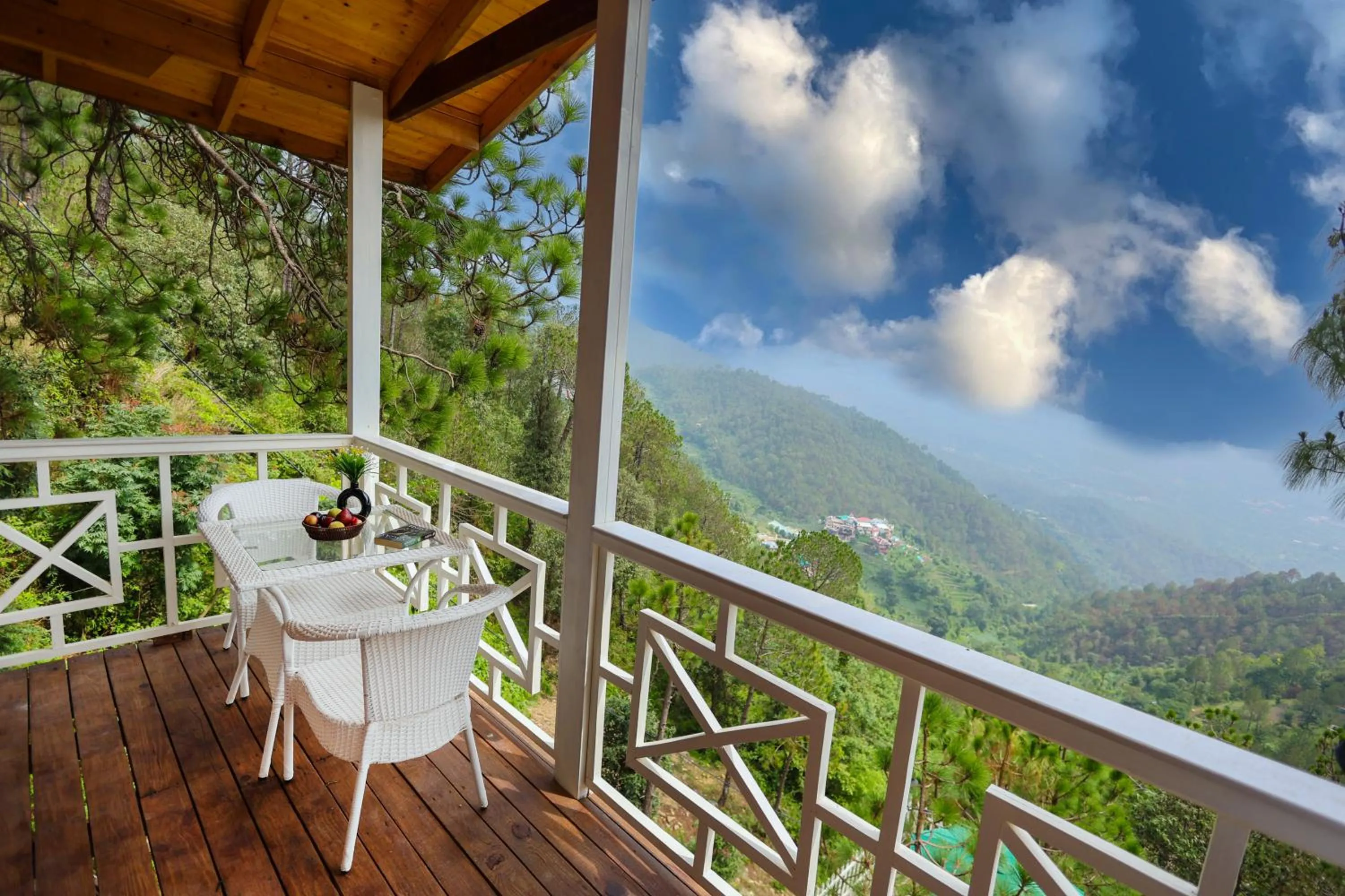Patio in Koro Treehouse Resort Luxury Wooden Cottages and Villas with Private Pool