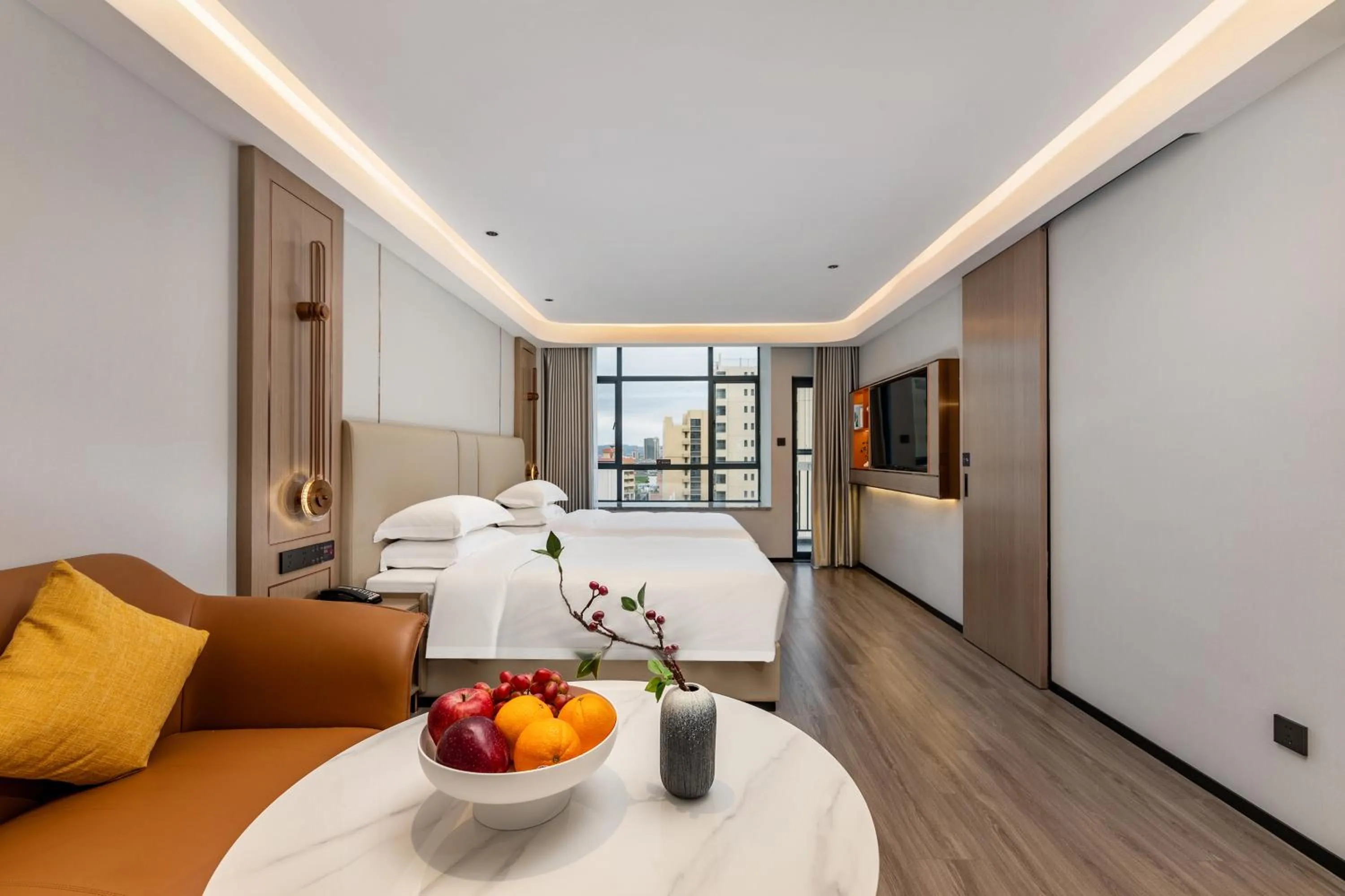 Bed in Poltton International Apartment - Foshan Gaoming Yingxin Plaza