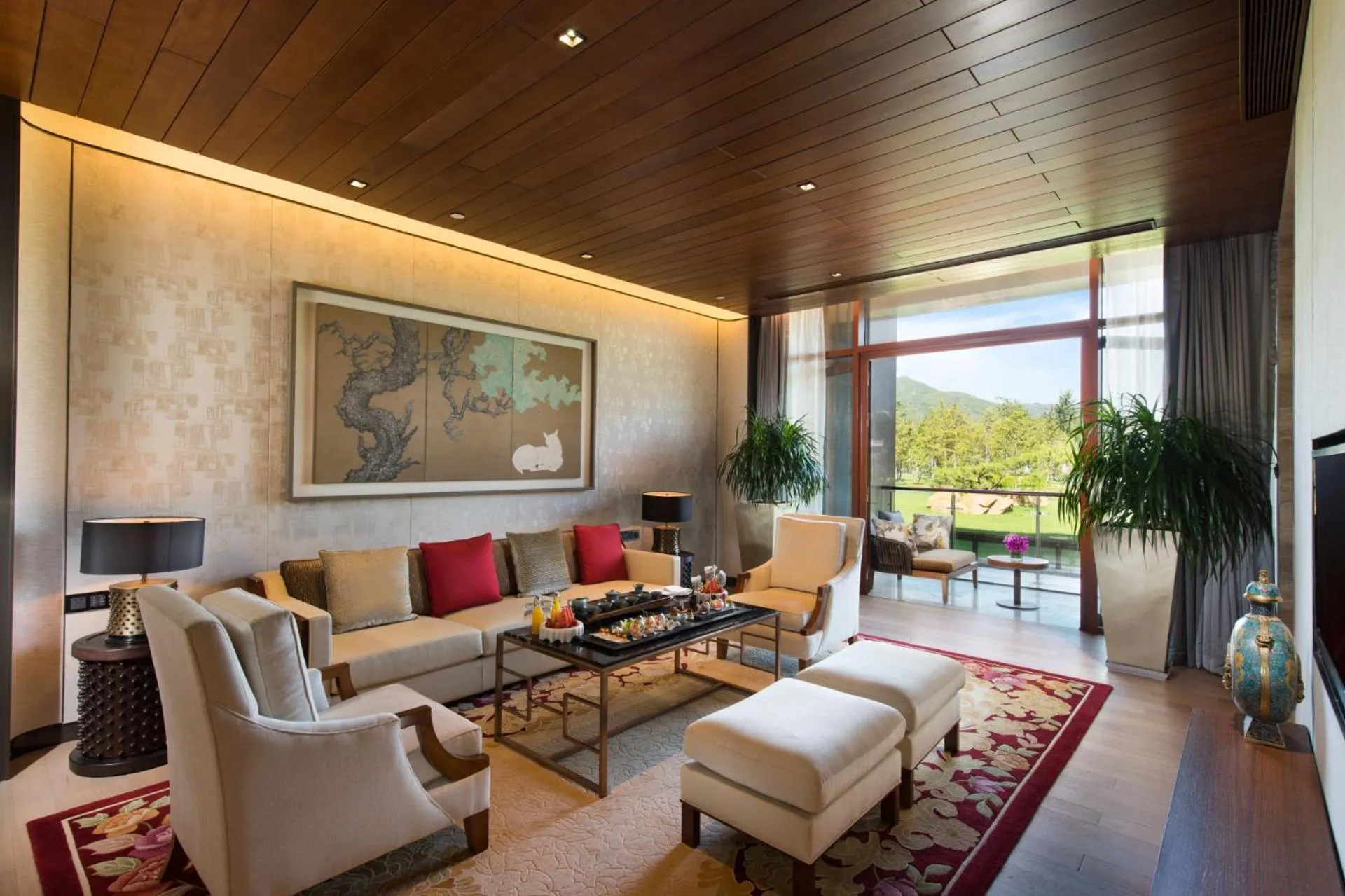 Living room in Yanqi Hotel, Managed by Kempinski