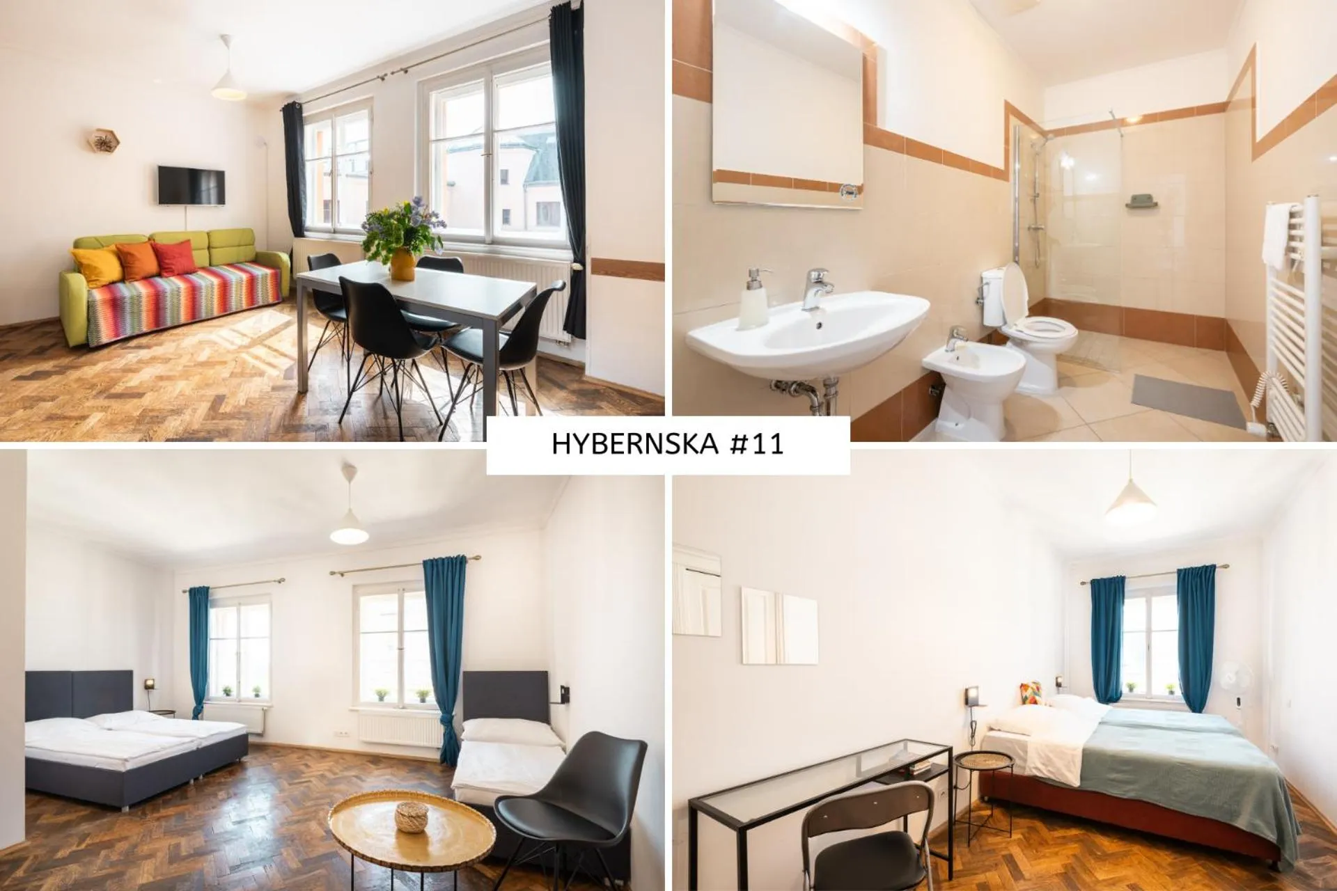 Bathroom, Bed in Hybernska Apartments by Pragueforyou