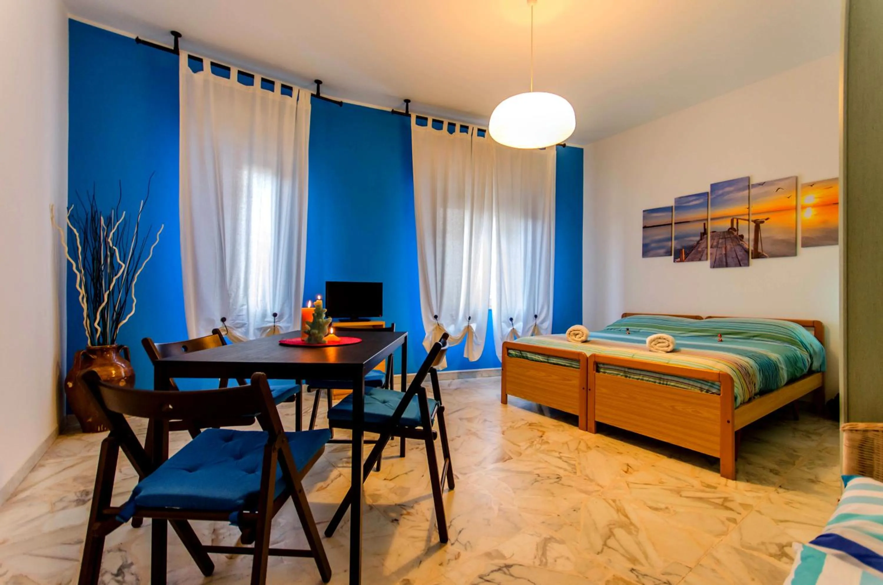 Seating area, Bed in Naxos Sea Holiday Apartments