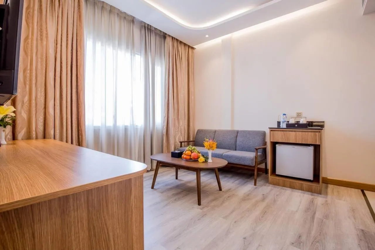 Seating area in Le President Hotel