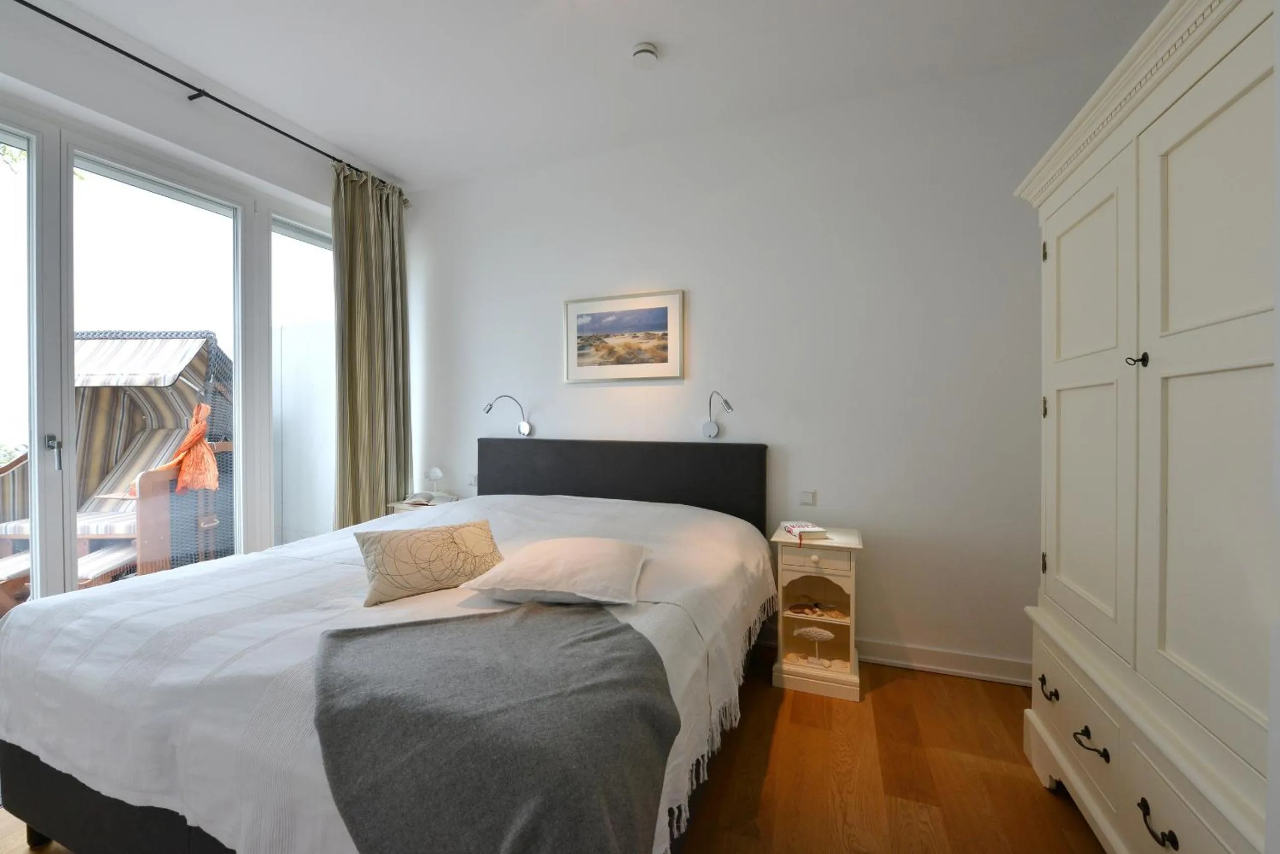 Bed in Ferienwohnung Silbermöwe