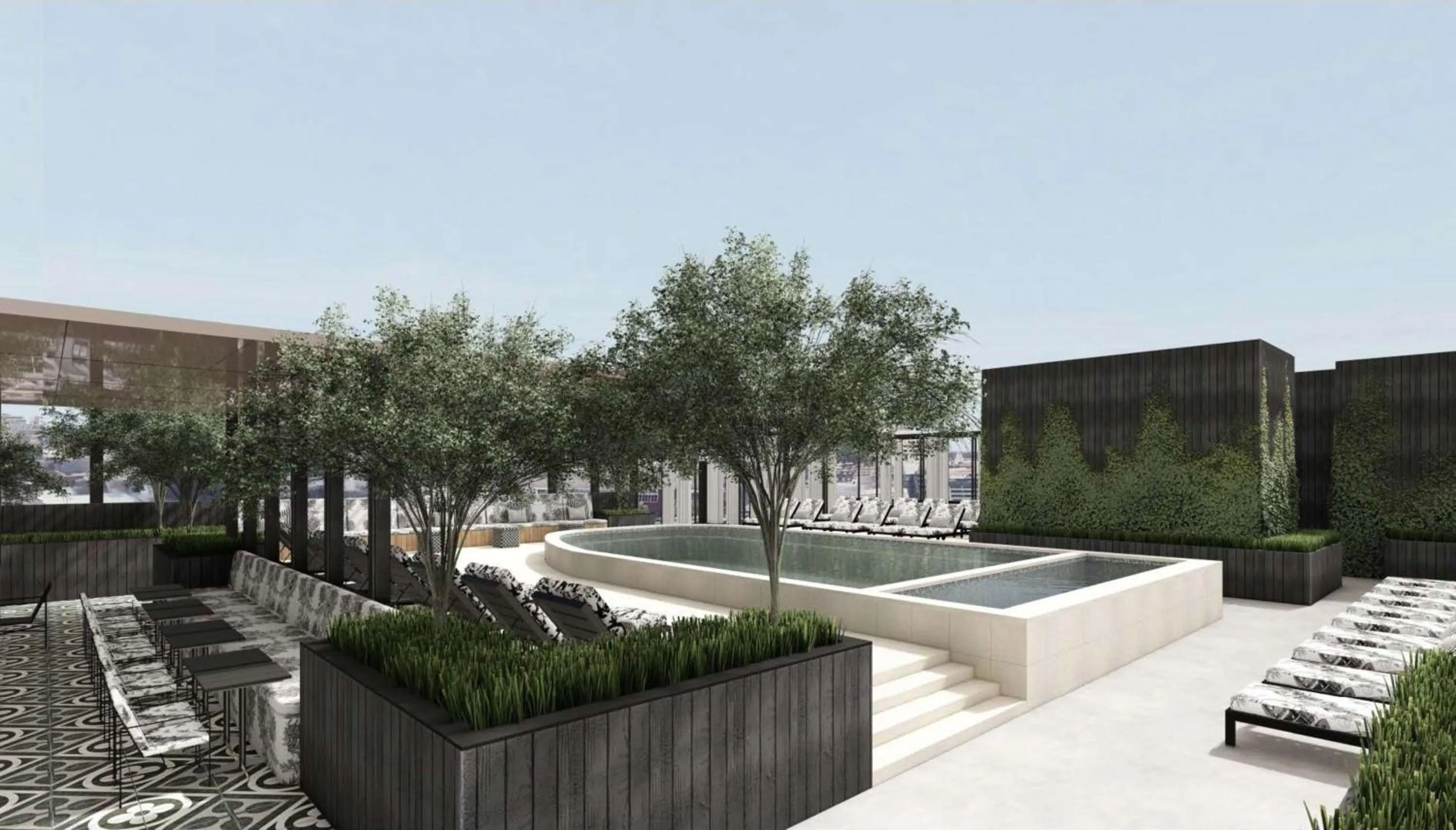 Pool view in Hotel Bourre Bonne Louisville, Curio Collection by Hilton