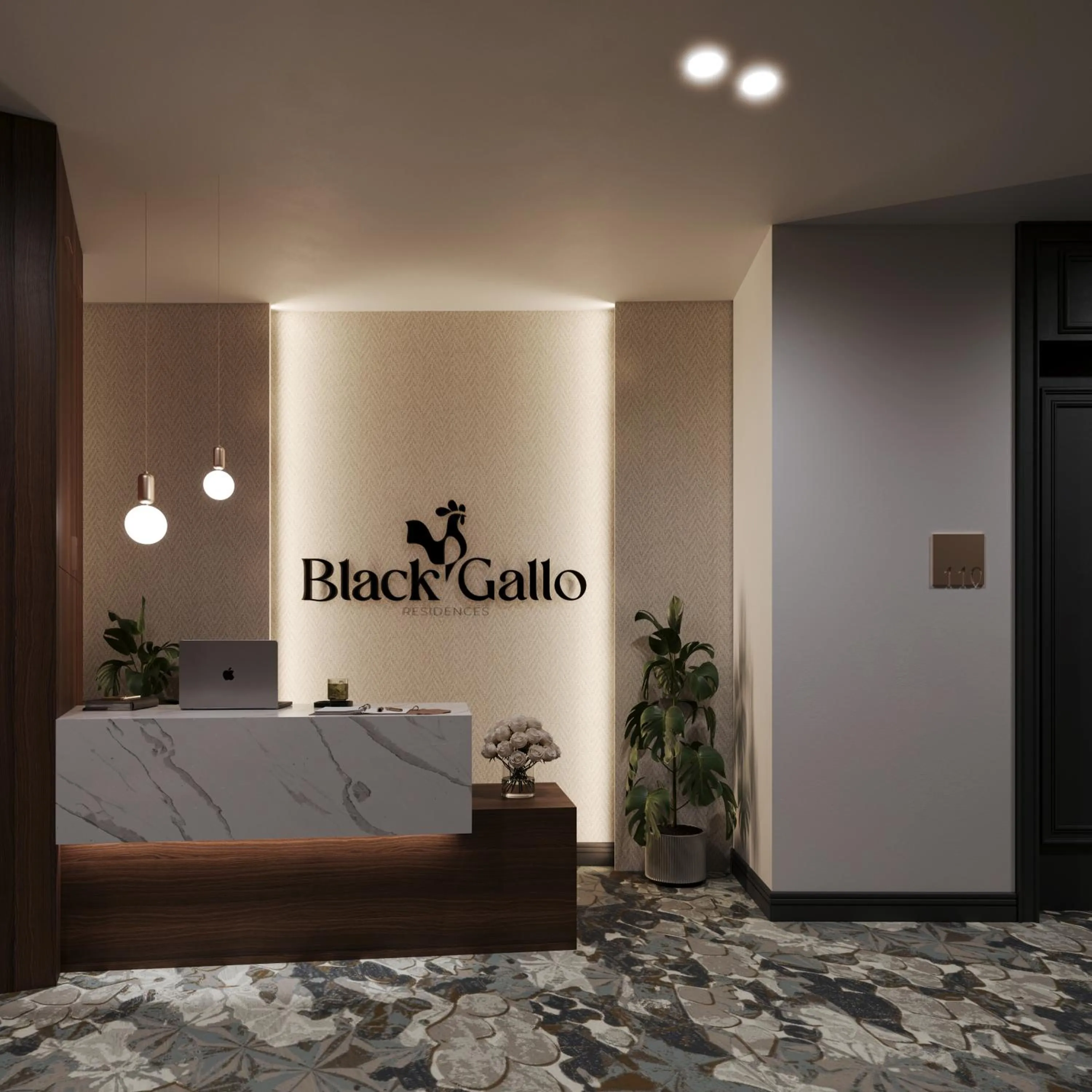 Property logo or sign in Black Gallo Residences