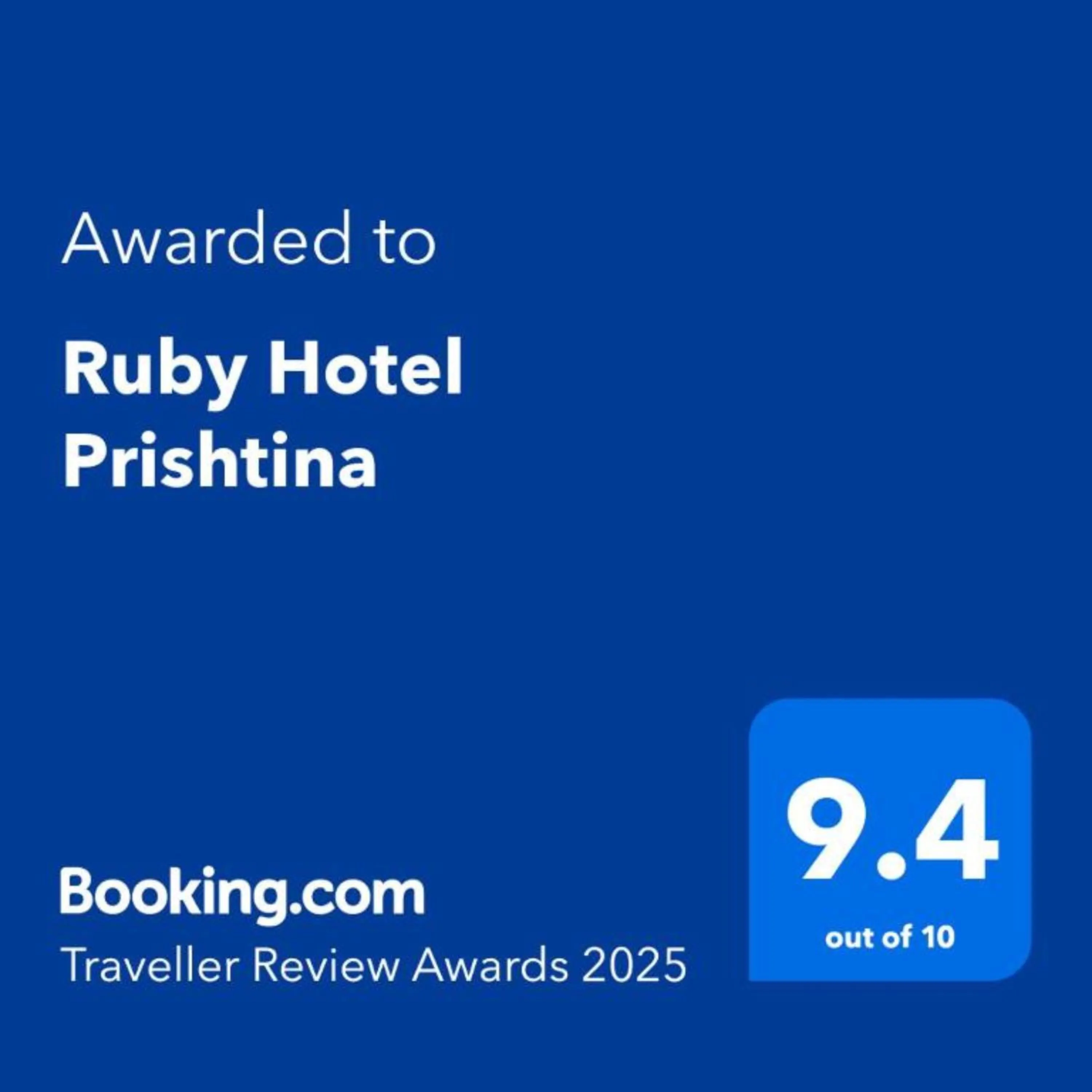 Certificate/Award in Ruby Hotel Prishtina