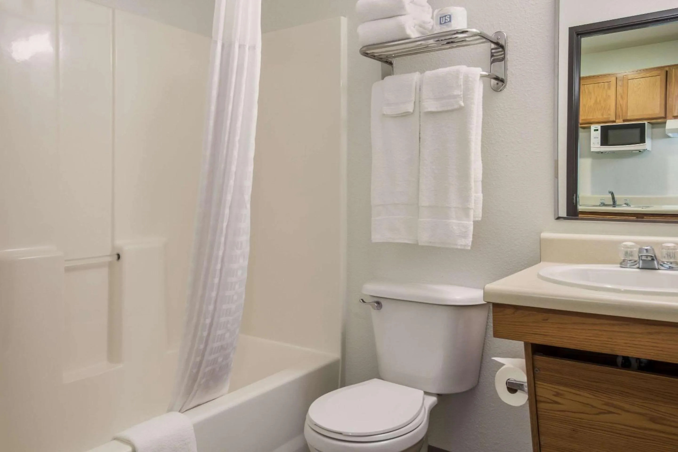 Bathroom in WoodSpring Suites Houston La Porte