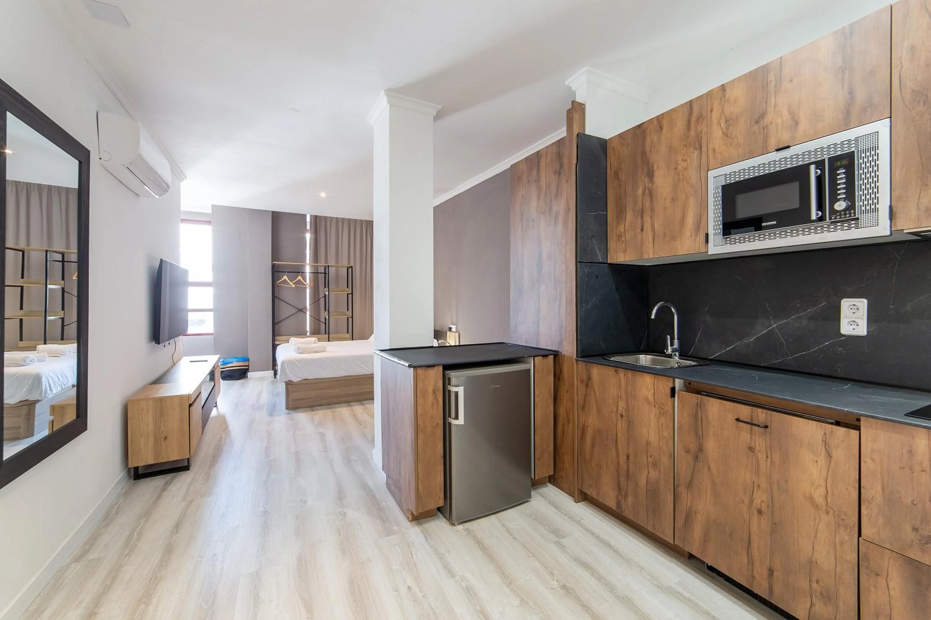 Kitchen or kitchenette, Bed in Albufera Dreams Nature Suites