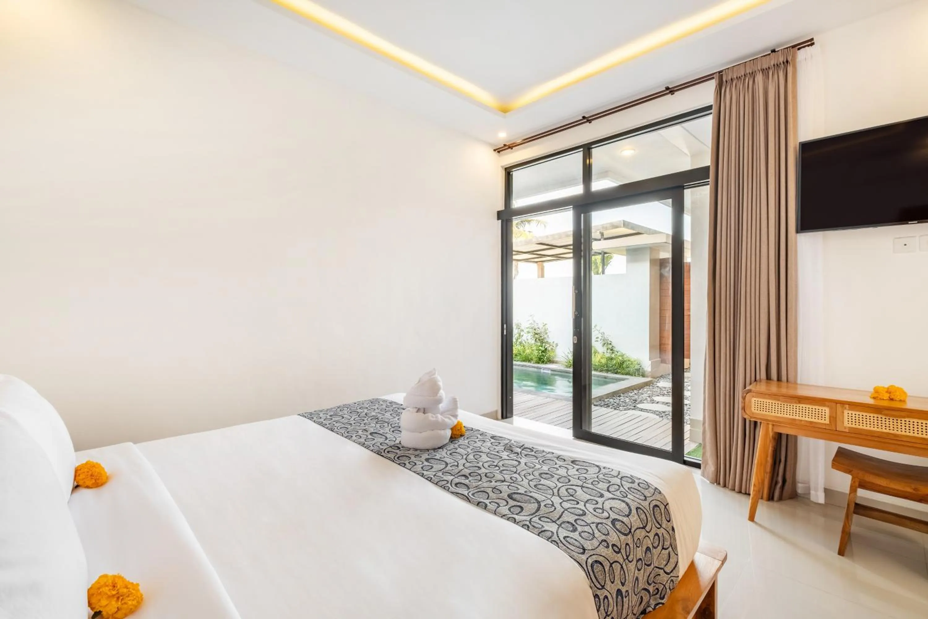 Bedroom, Bed in The Lavana Bliss One Villa Nyanyi Beach