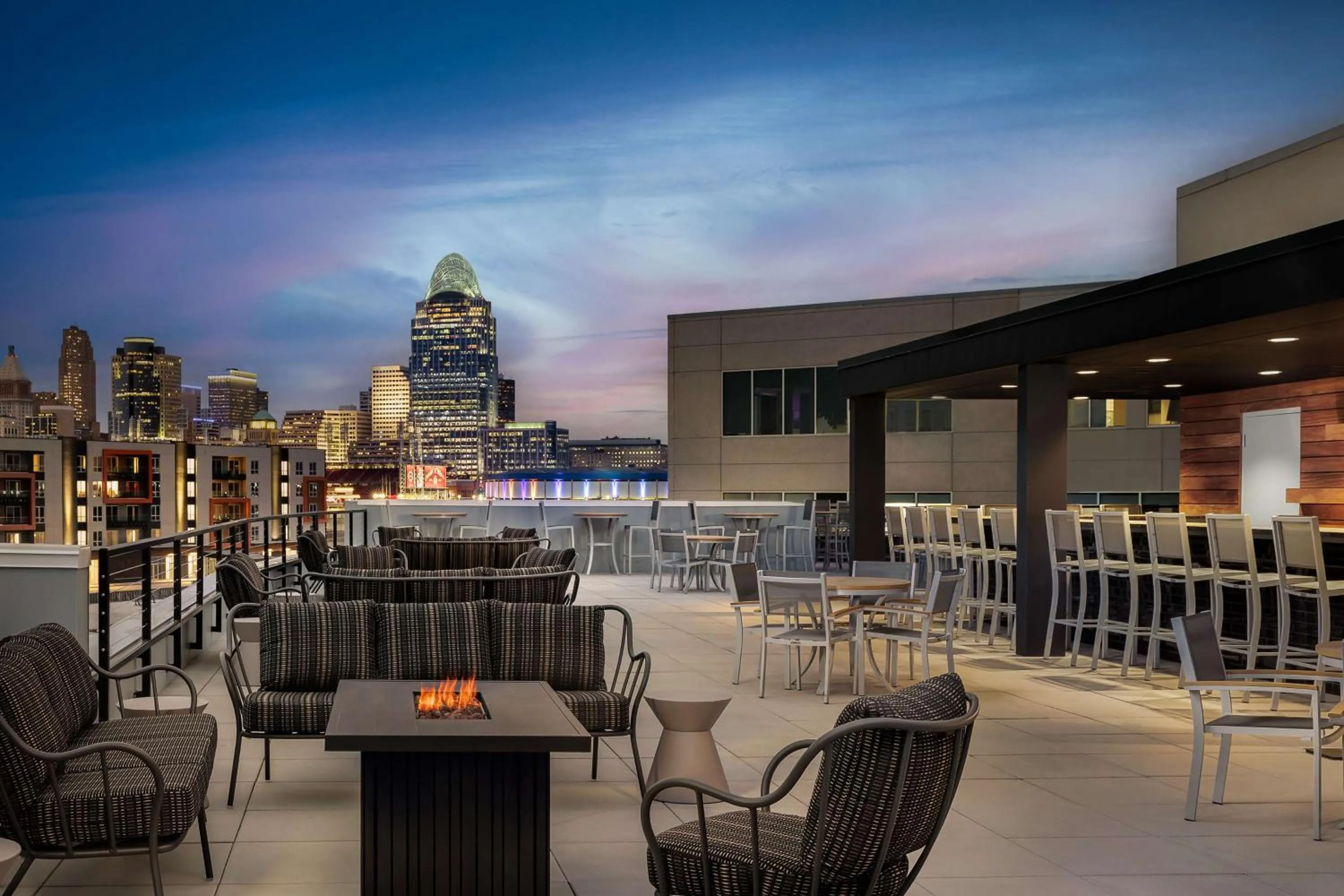 Patio in Homewood Suites By Hilton Newport Cincinnati