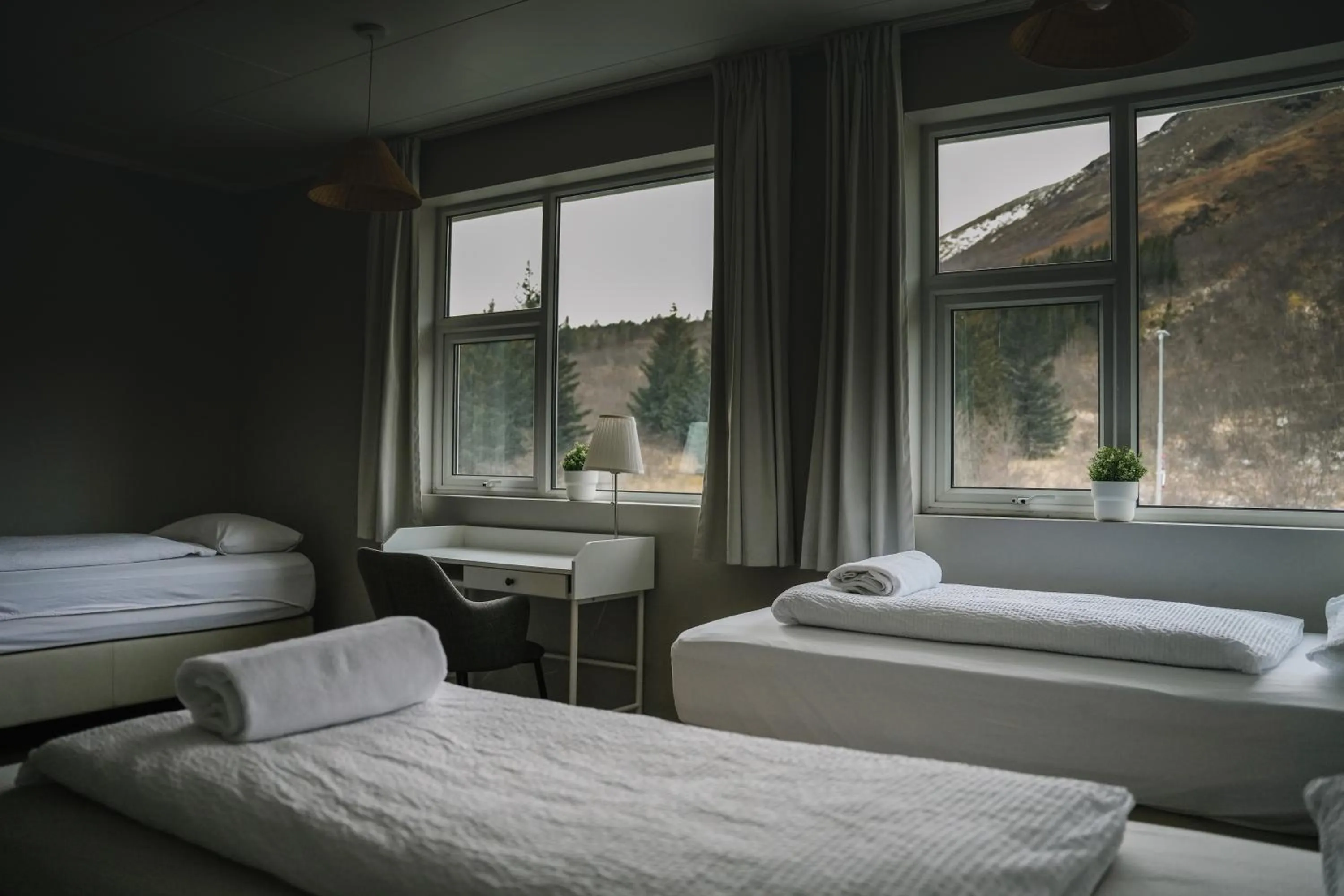 View (from property/room), Bed in Hótel Laugarvatn