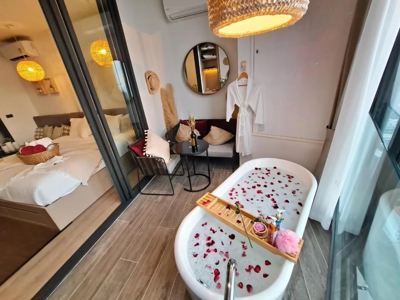 Bathroom, Bed in Edge Central Pattaya by Mickey