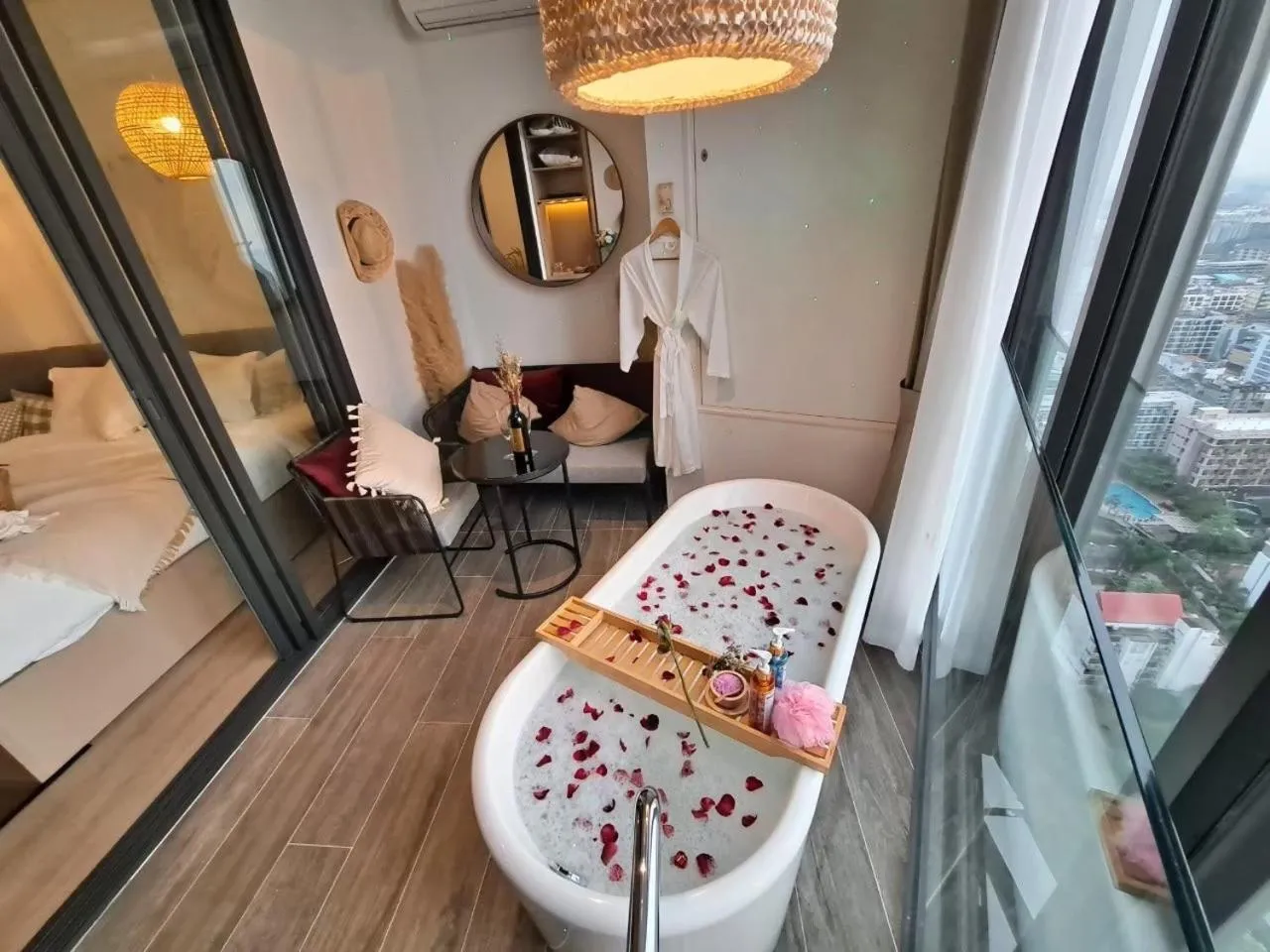 Bathroom, Bed in Edge Central Pattaya by Mickey