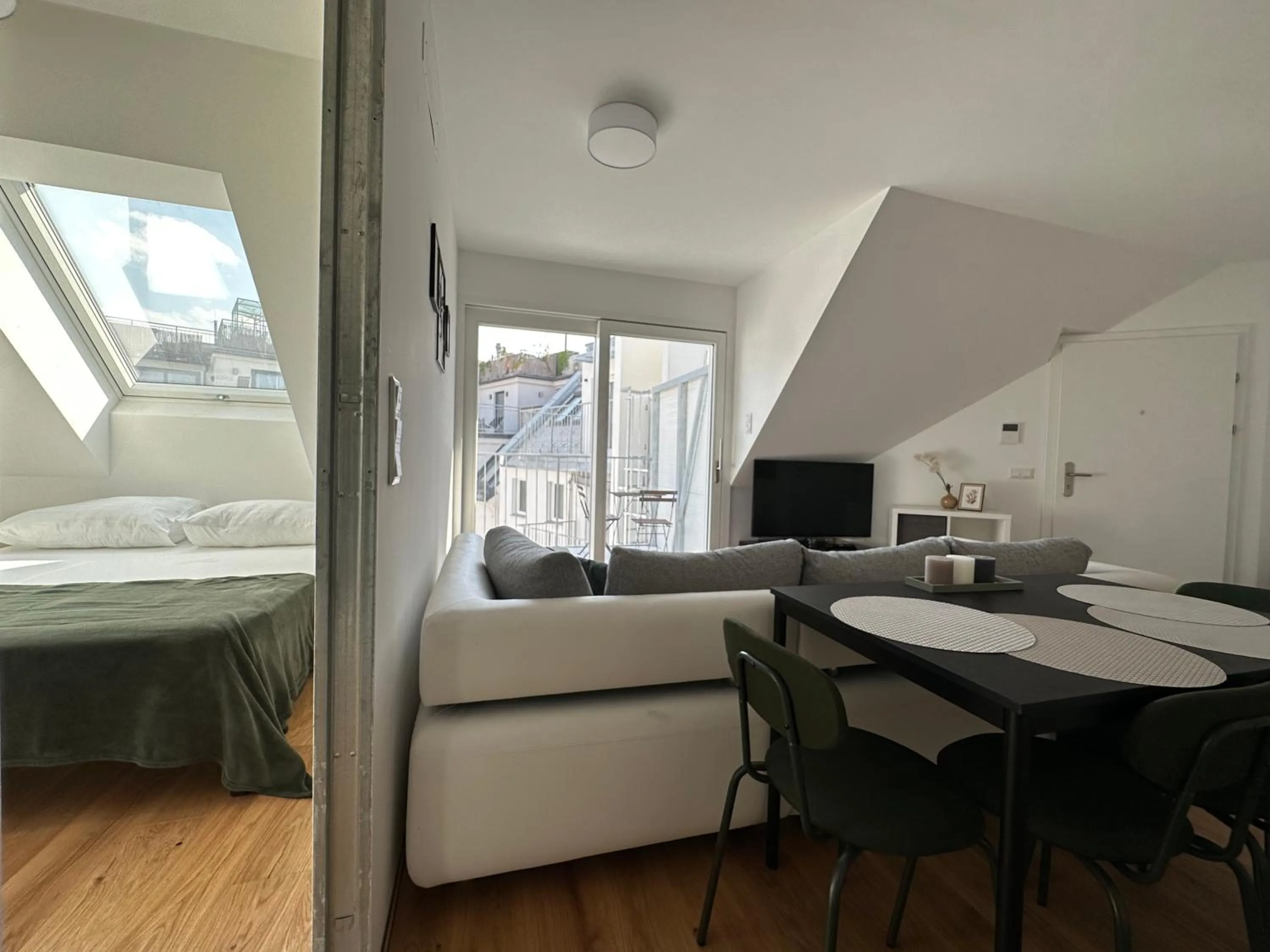 Bed in FeelHome-Dachterrasse-4 Gäste-WiFi