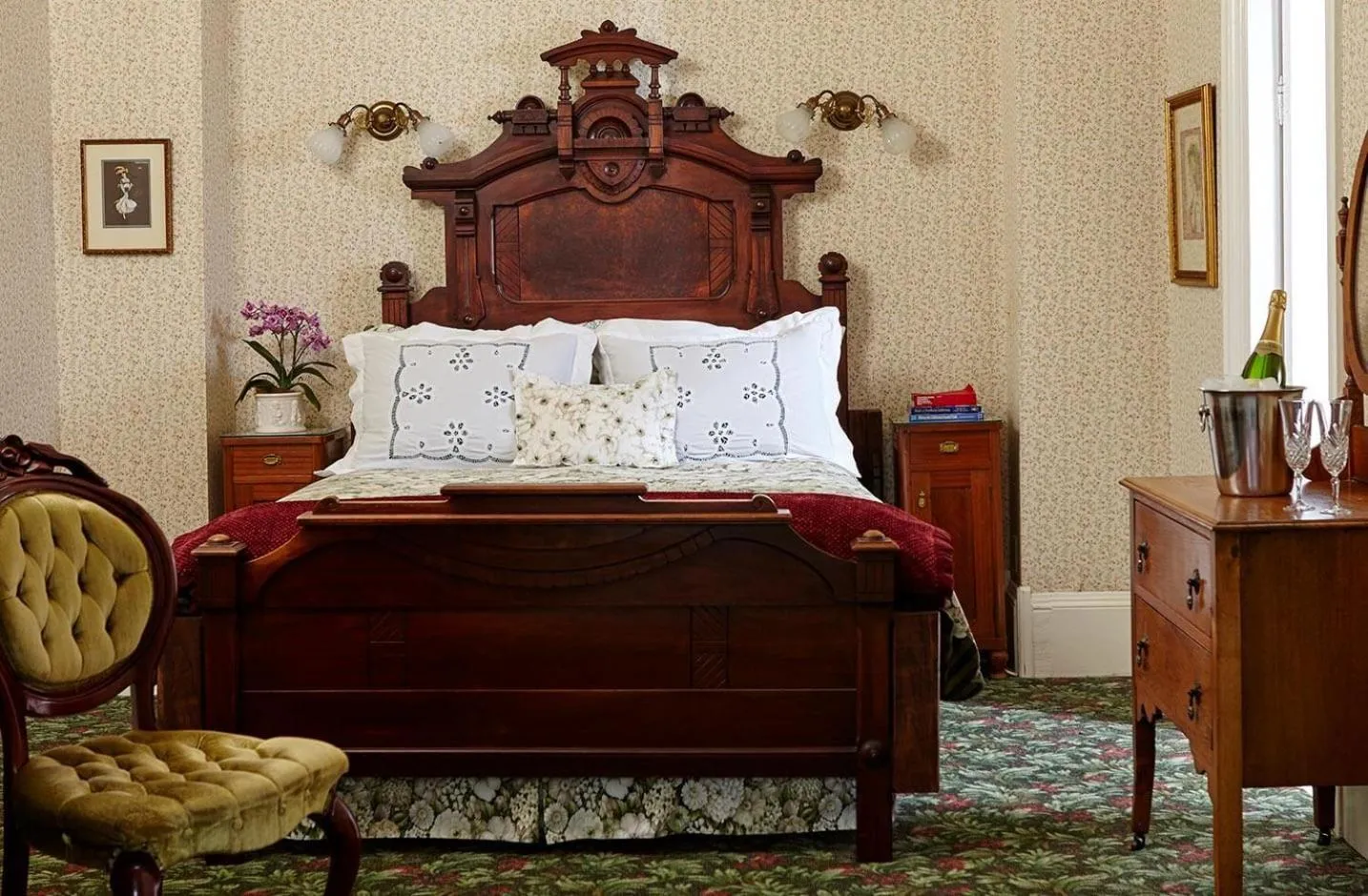 Bed in Dennen's Victorian Farmhouse