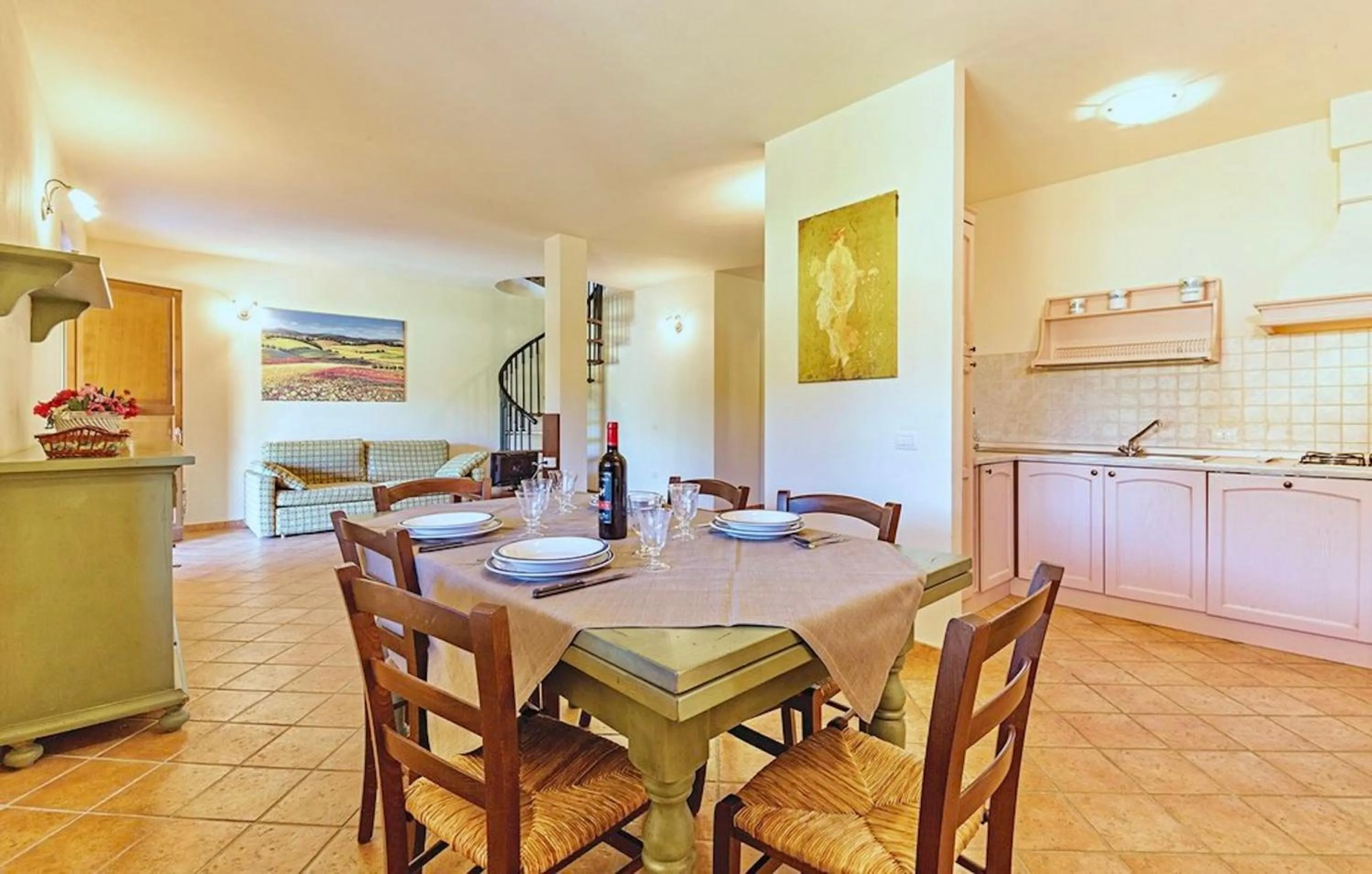 Living room in Residence with swimming-pool and thermal pools in Sorano