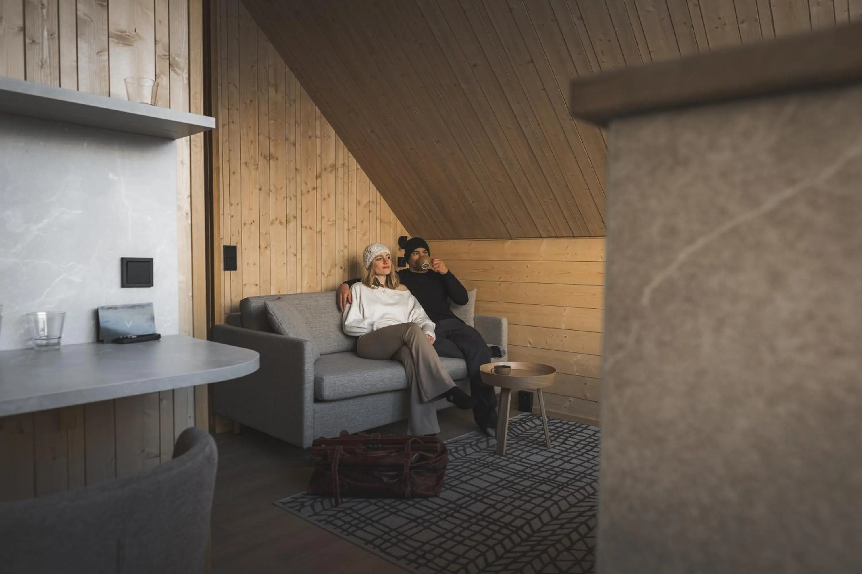 Living room in Vaattunki Wilderness Resort