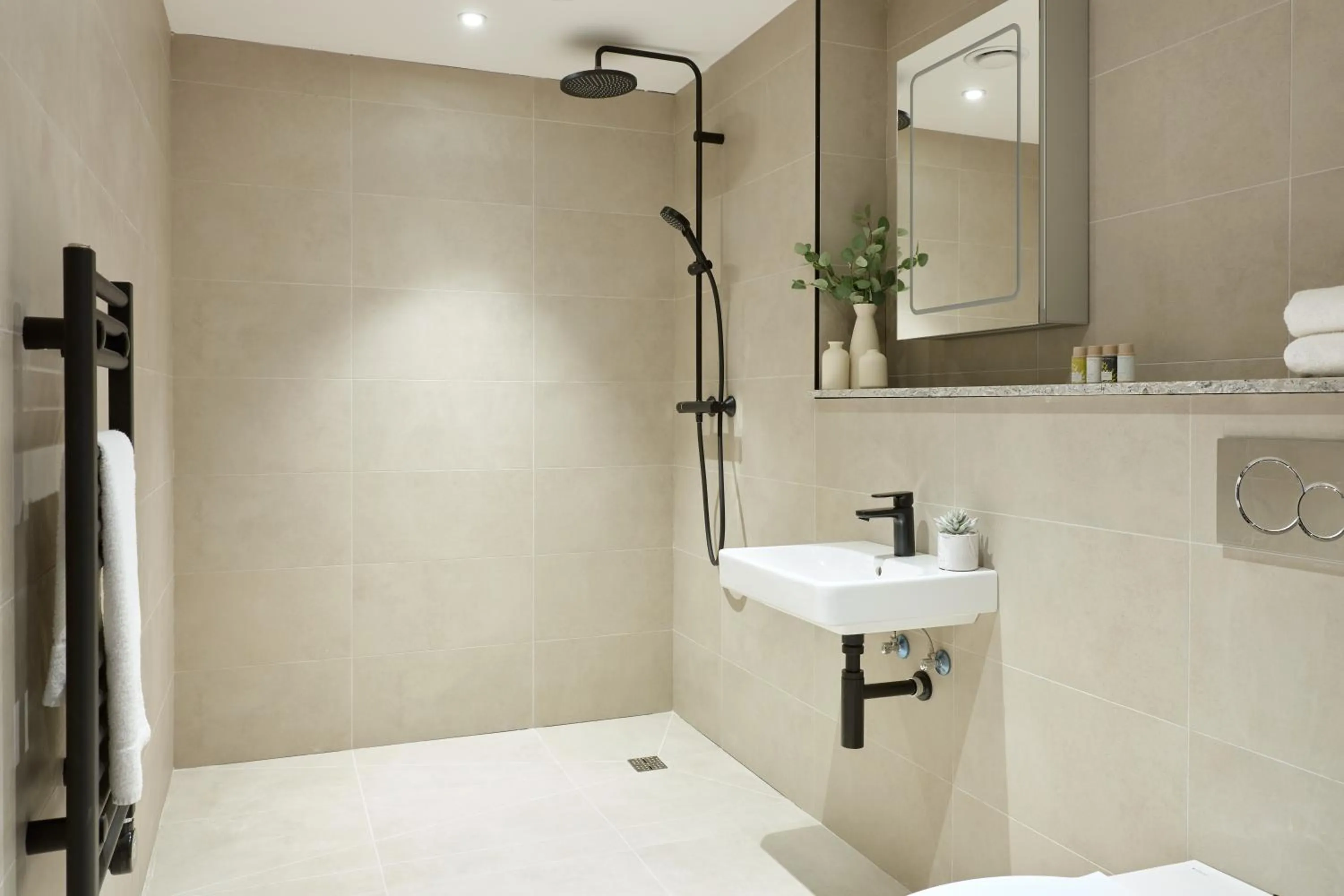 Shower in London City East by Viridian Apartments