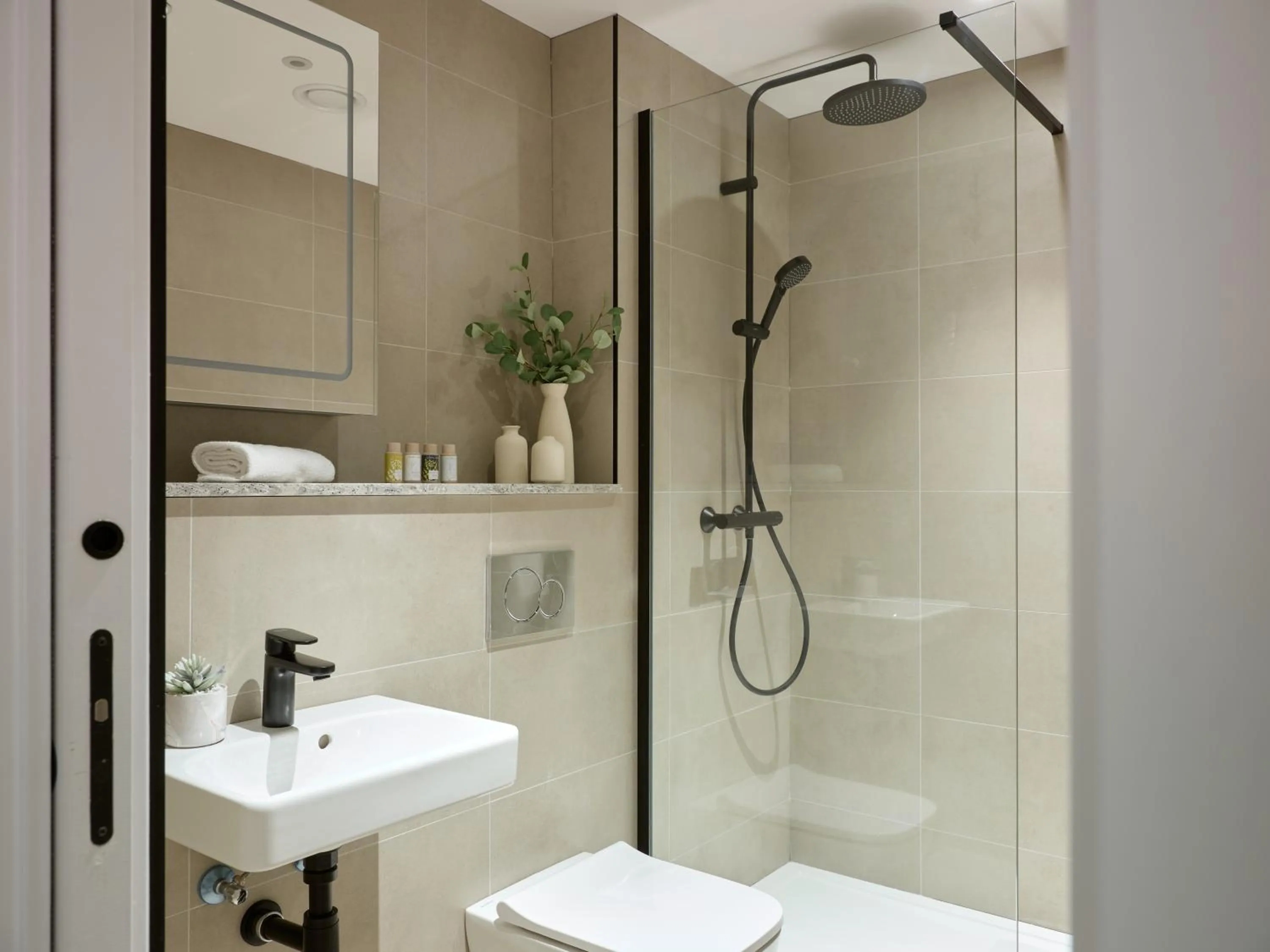Shower in London City East by Viridian Apartments