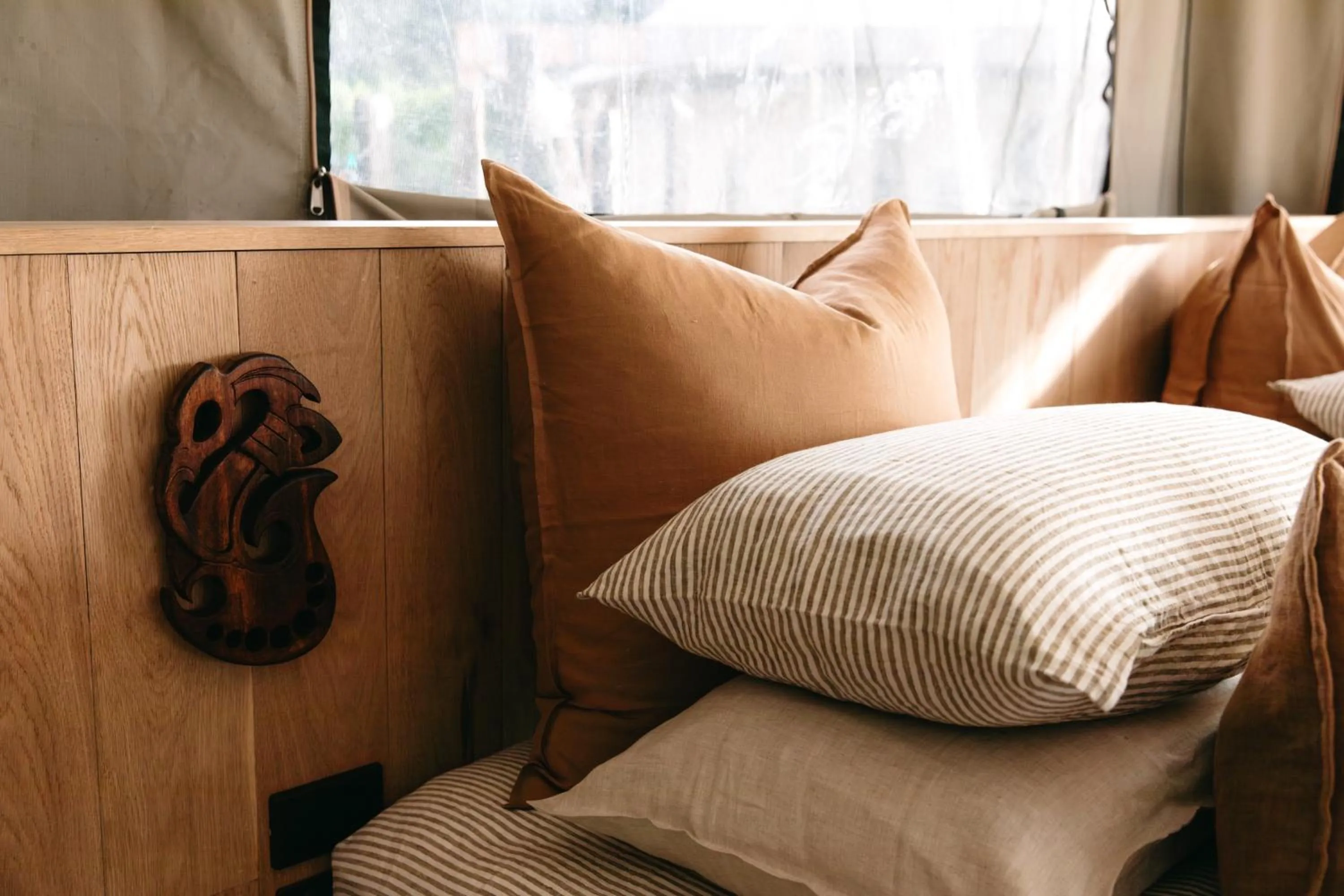 Bed in Te Whaanga Retreat & Spa