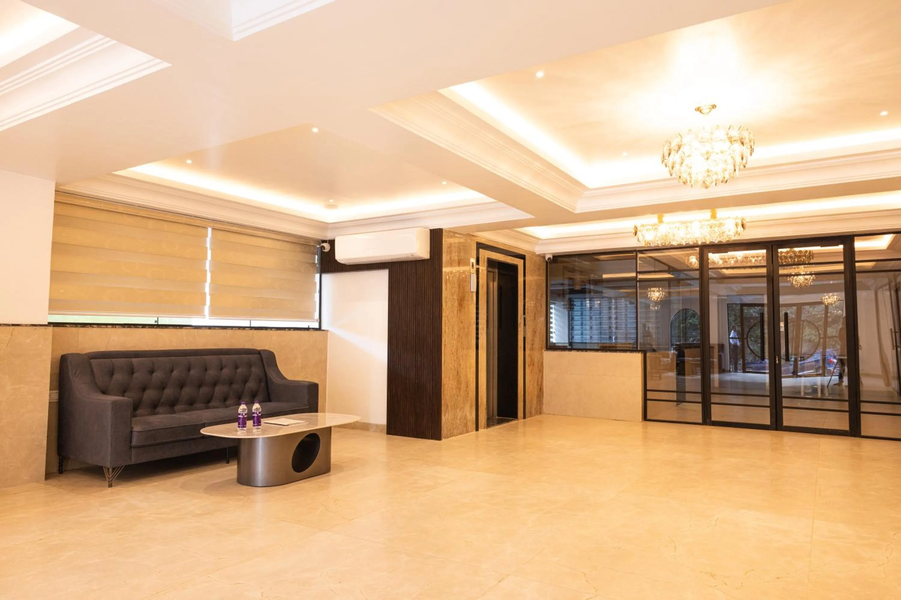 Seating area in Hotel Radhe Pride Hitech City