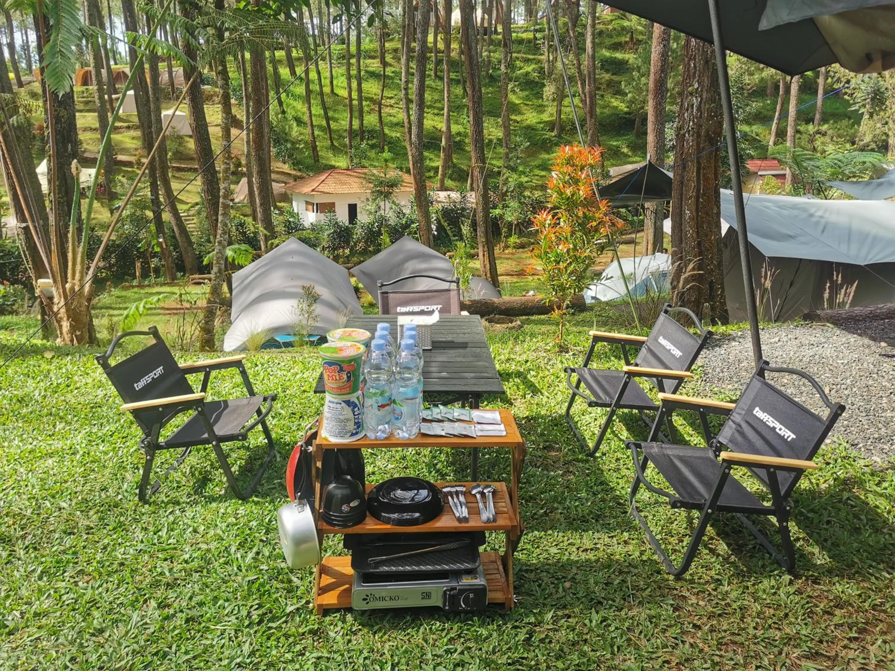 Seating area in corak alam glamping