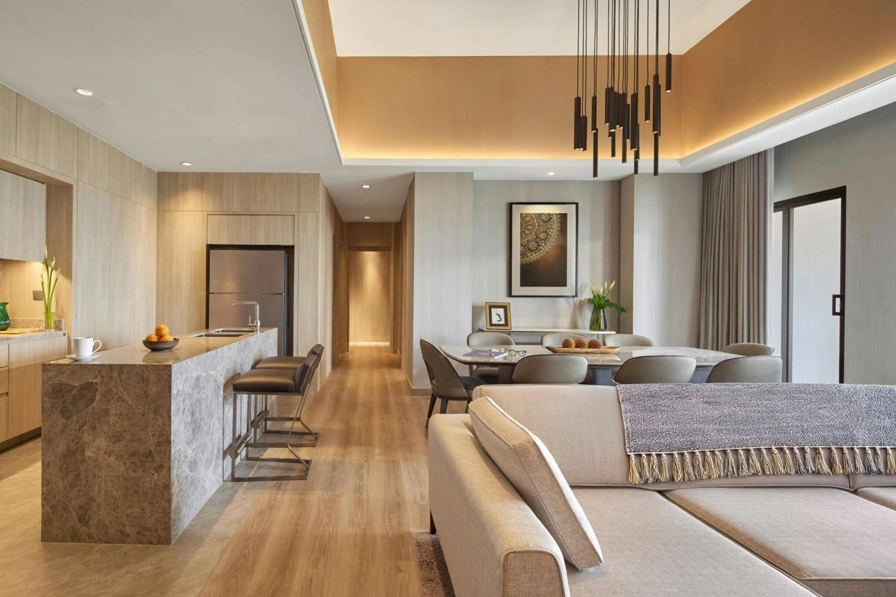 Living room in Marriott Executive Apartments, Bangkok Townhall Sukhumvit