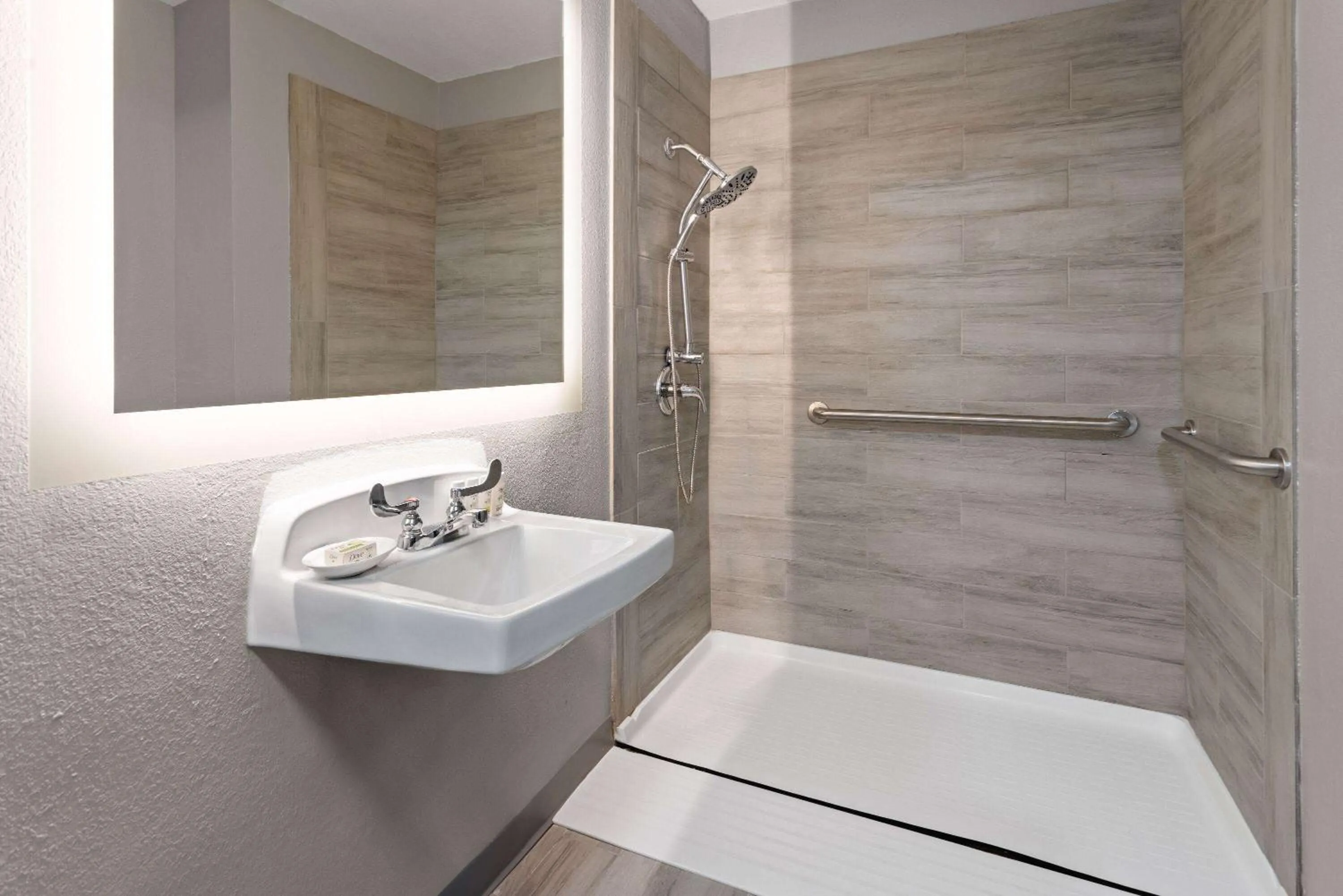 Shower in Hawthorn Extended Stay by Wyndham Columbia-Ft Jackson