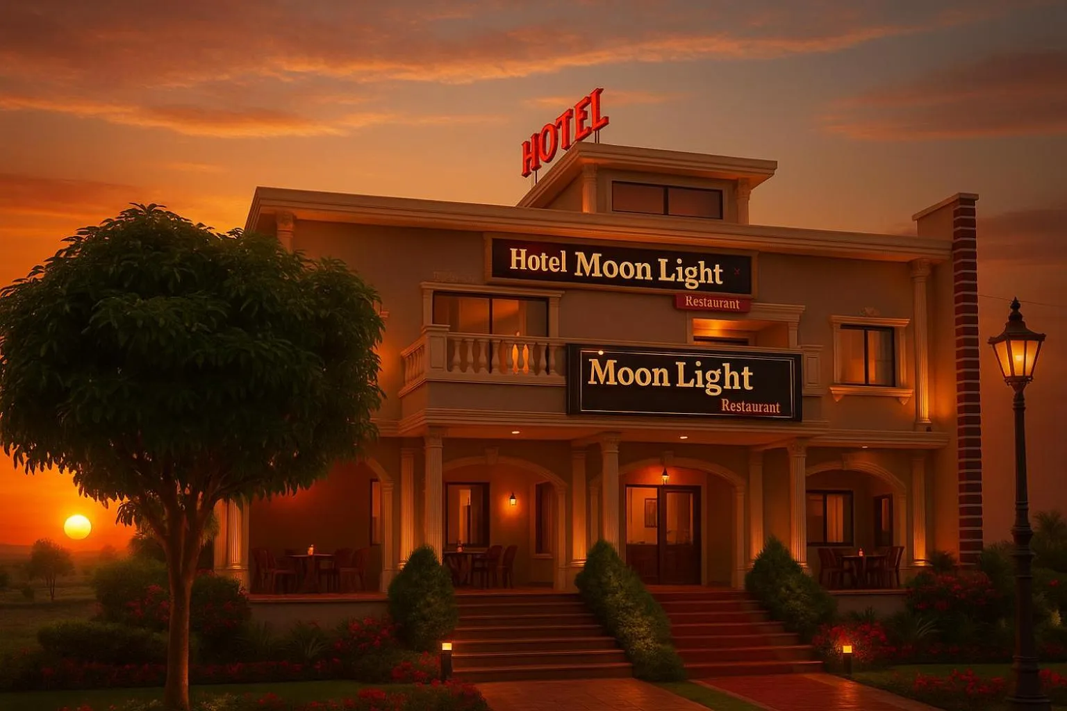Property building in Hotel Moonlight & Restaurant