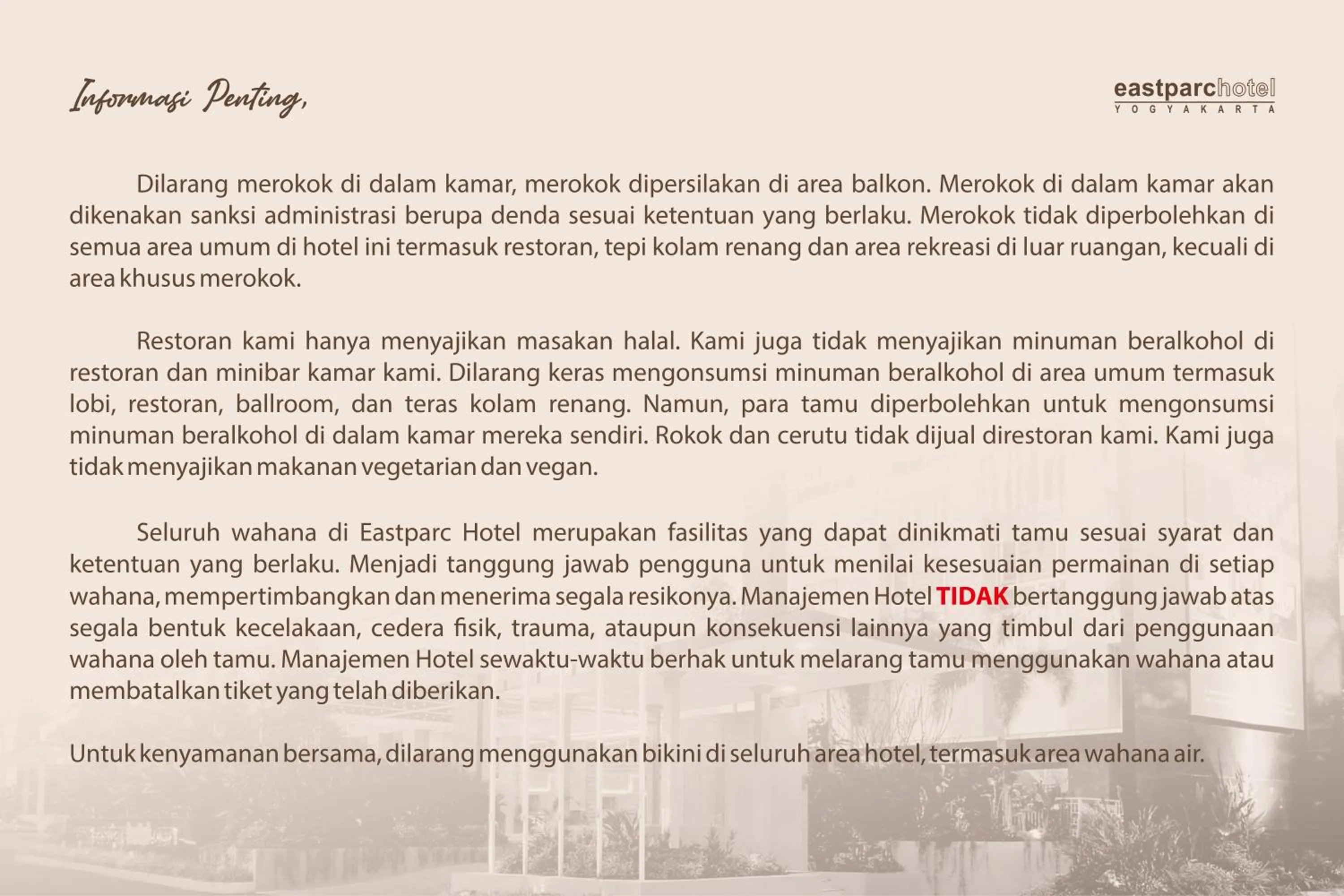 Text overlay in Eastparc Hotel Yogyakarta