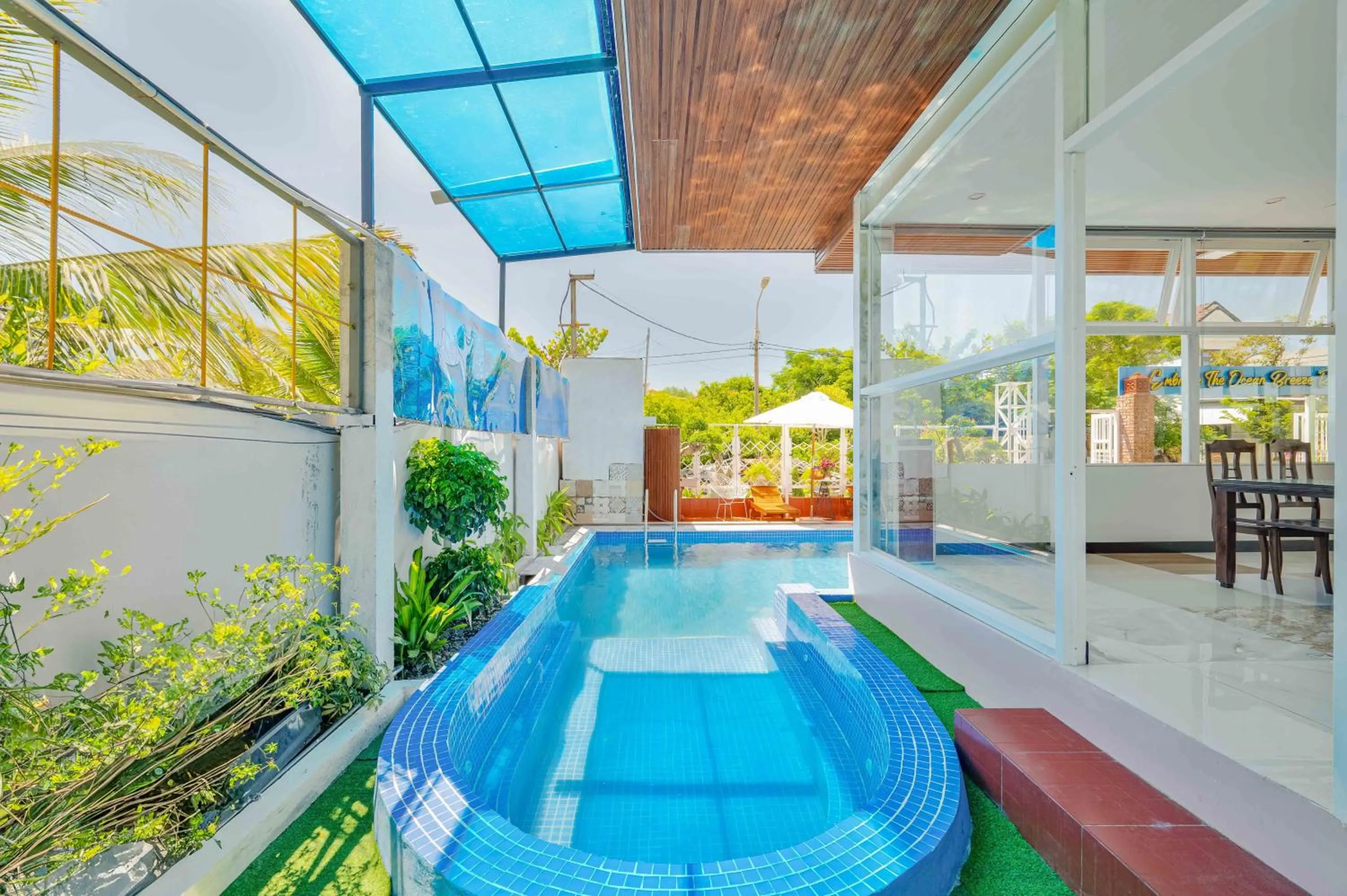 Pool view in Hestia HaMy Beach House
