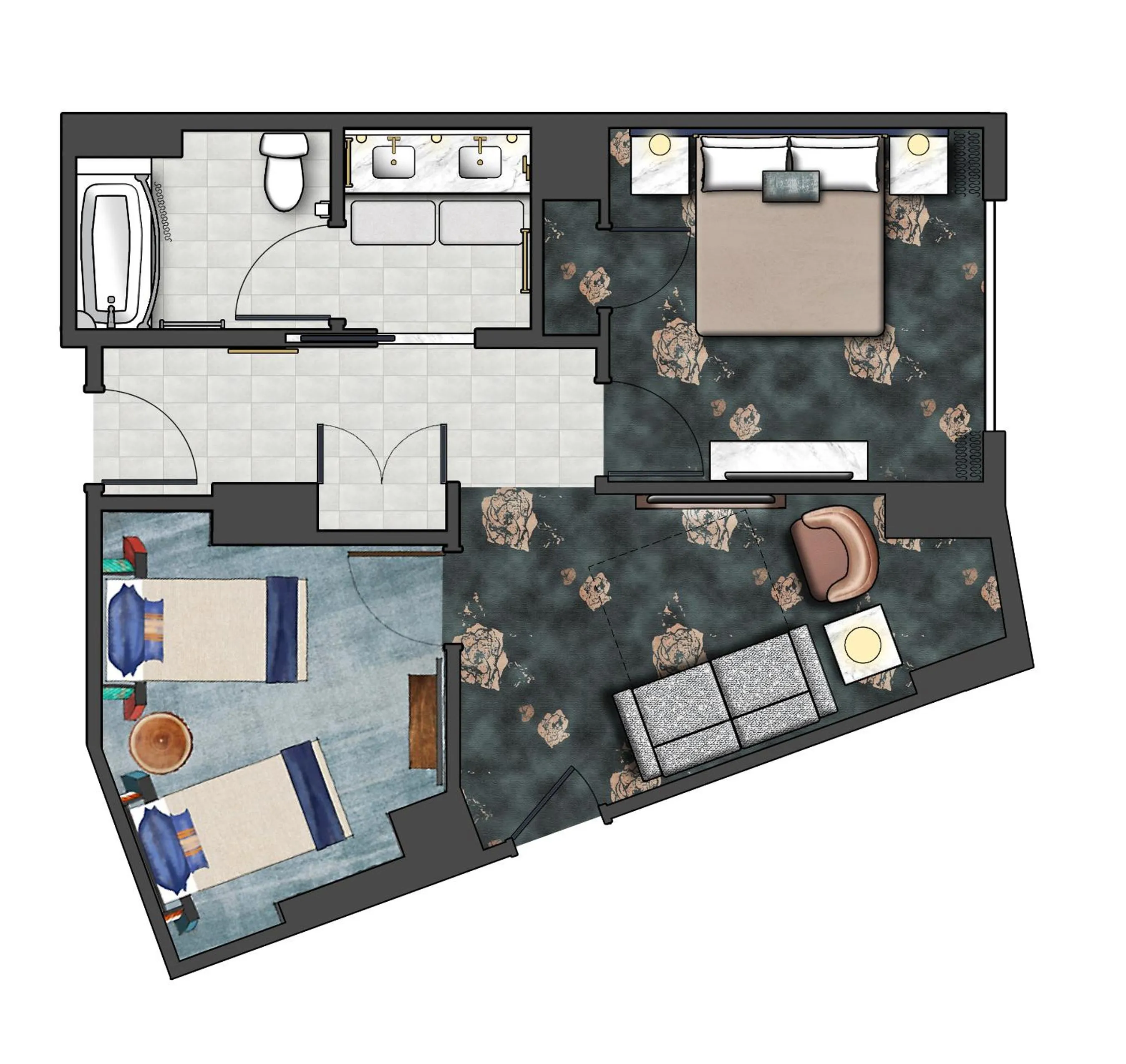 Bedroom in Universal's Helios Grand Hotel, a Loews Hotel