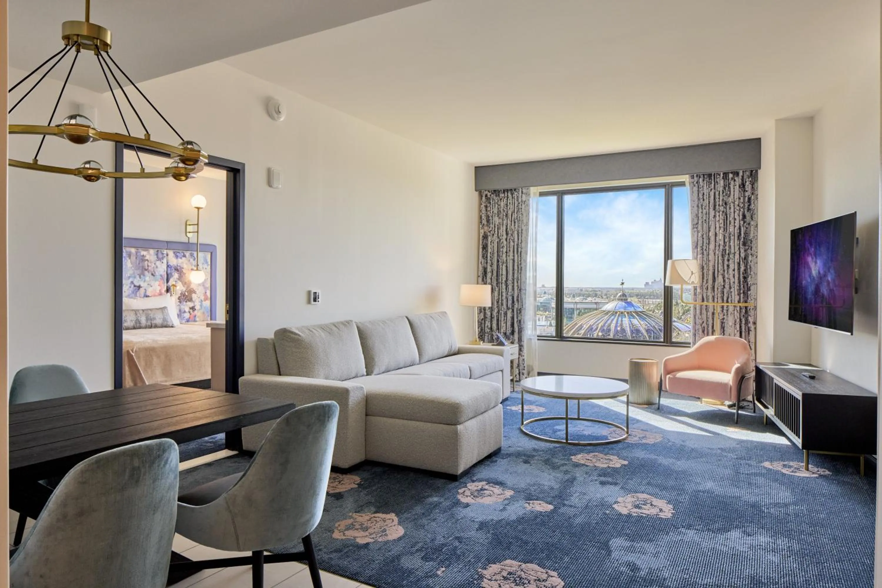Living room in Universal's Helios Grand Hotel, a Loews Hotel