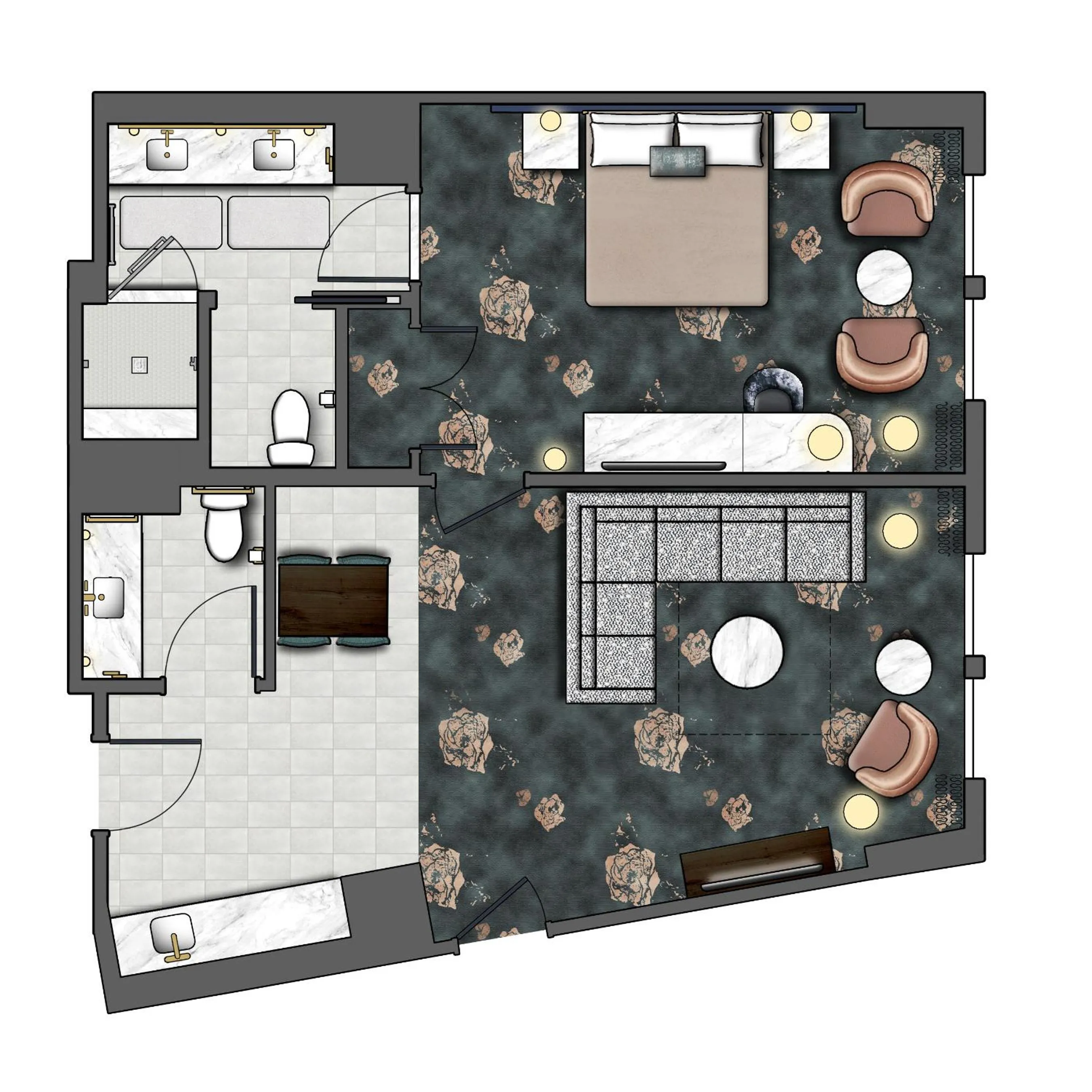 Bedroom in Universal's Helios Grand Hotel, a Loews Hotel