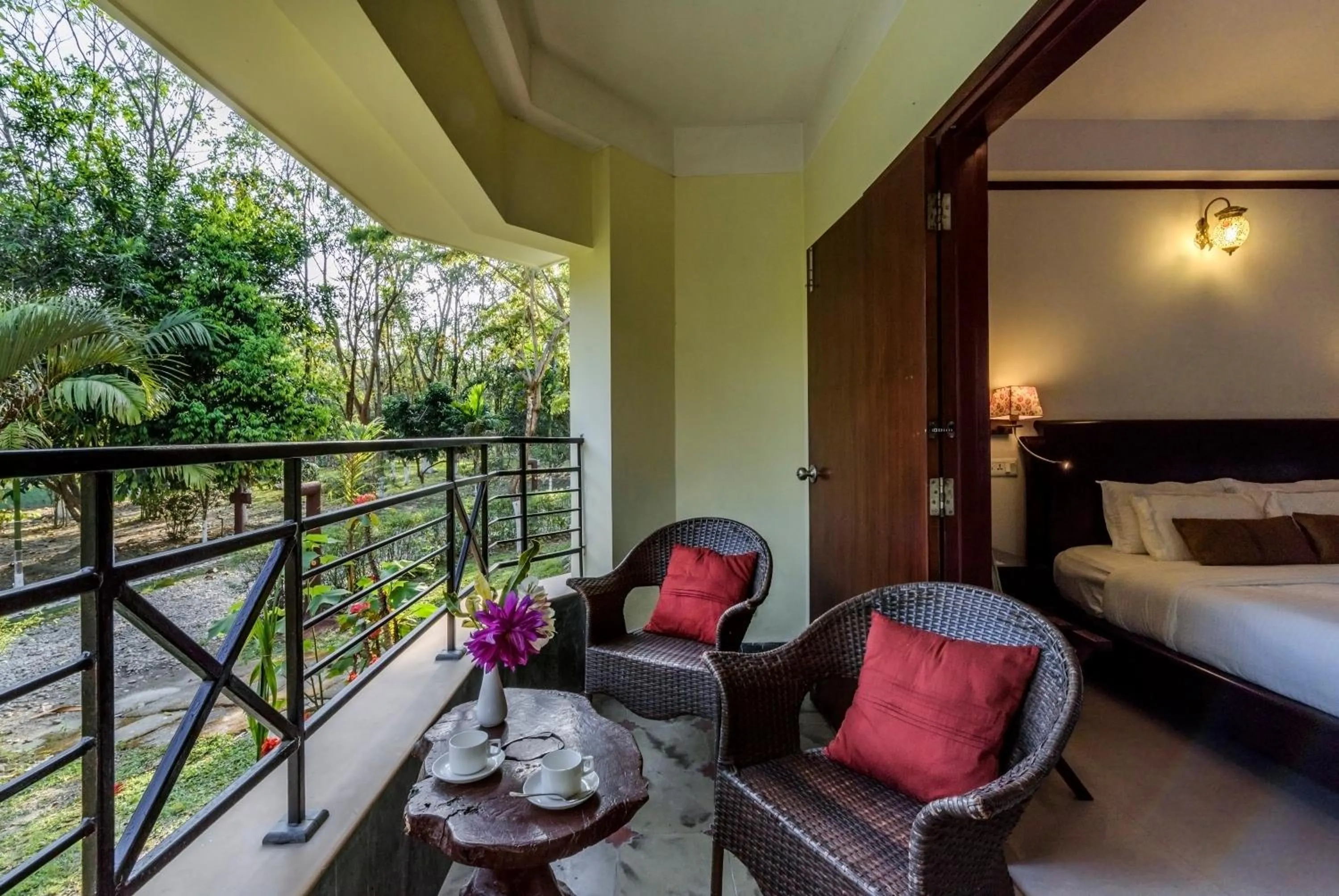 Balcony/Terrace, Bed in The Riverwood Forest Retreat Dooars - fully vaccinated staff